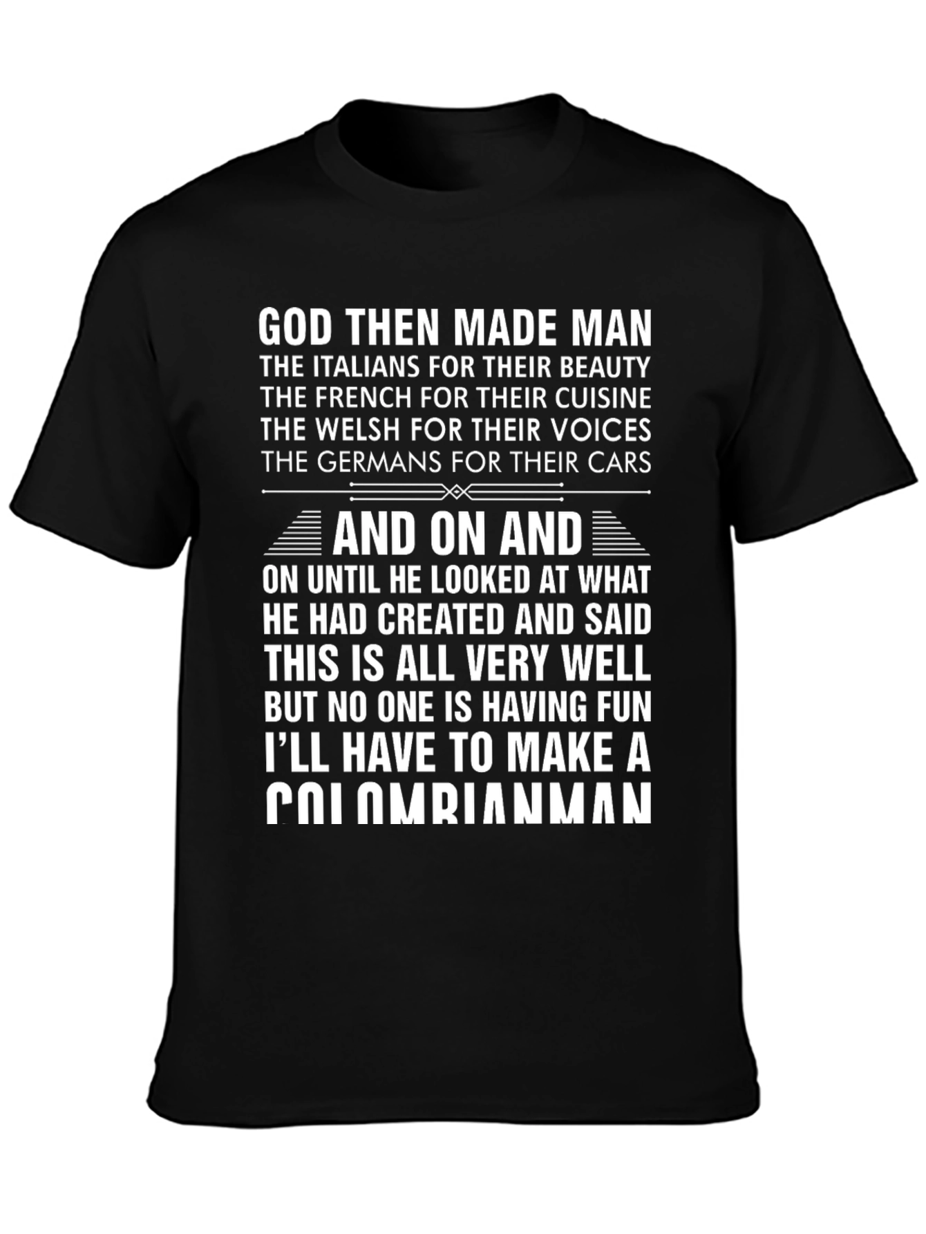 Funny Colombian Man T-Shirt Novelty