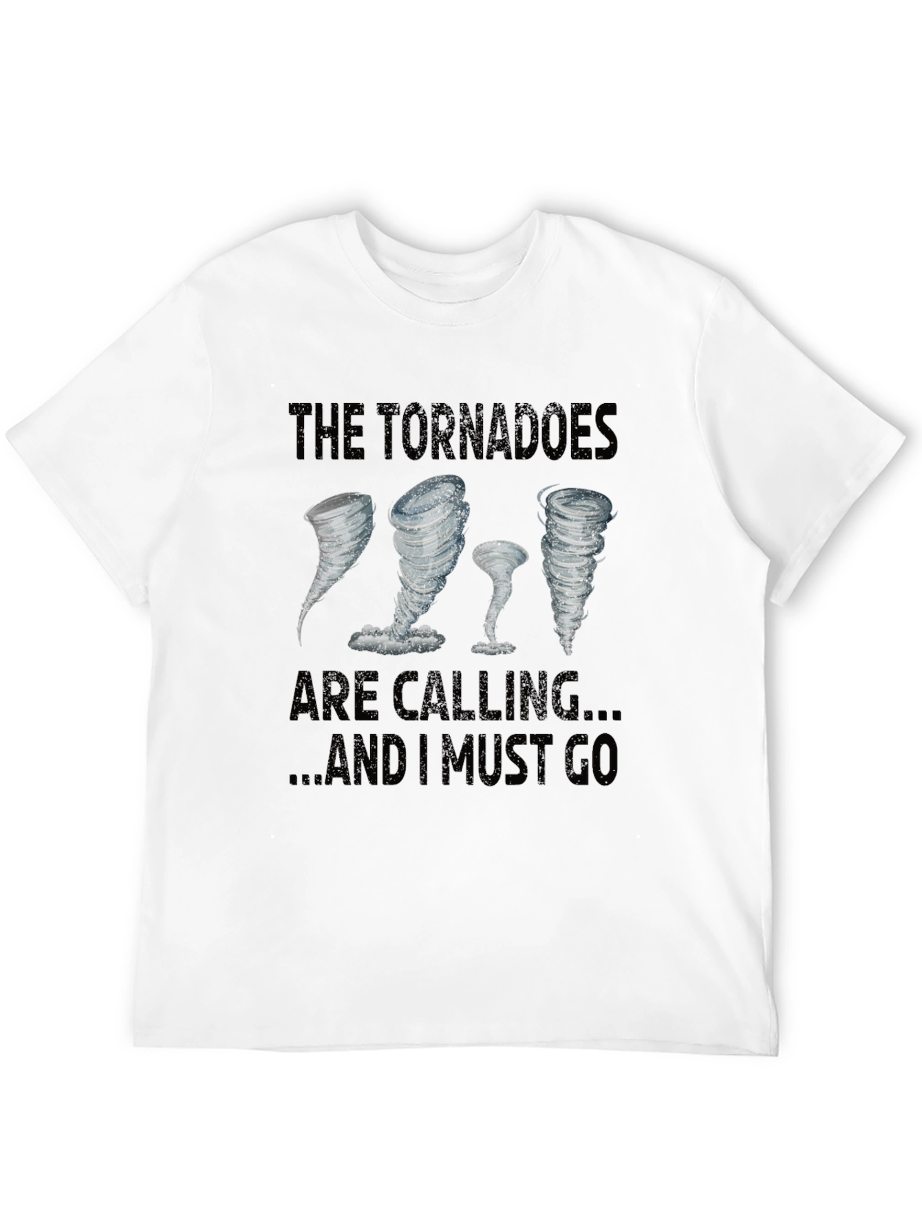 Tornadoes Calling Mens Black Graphic T-Shirt