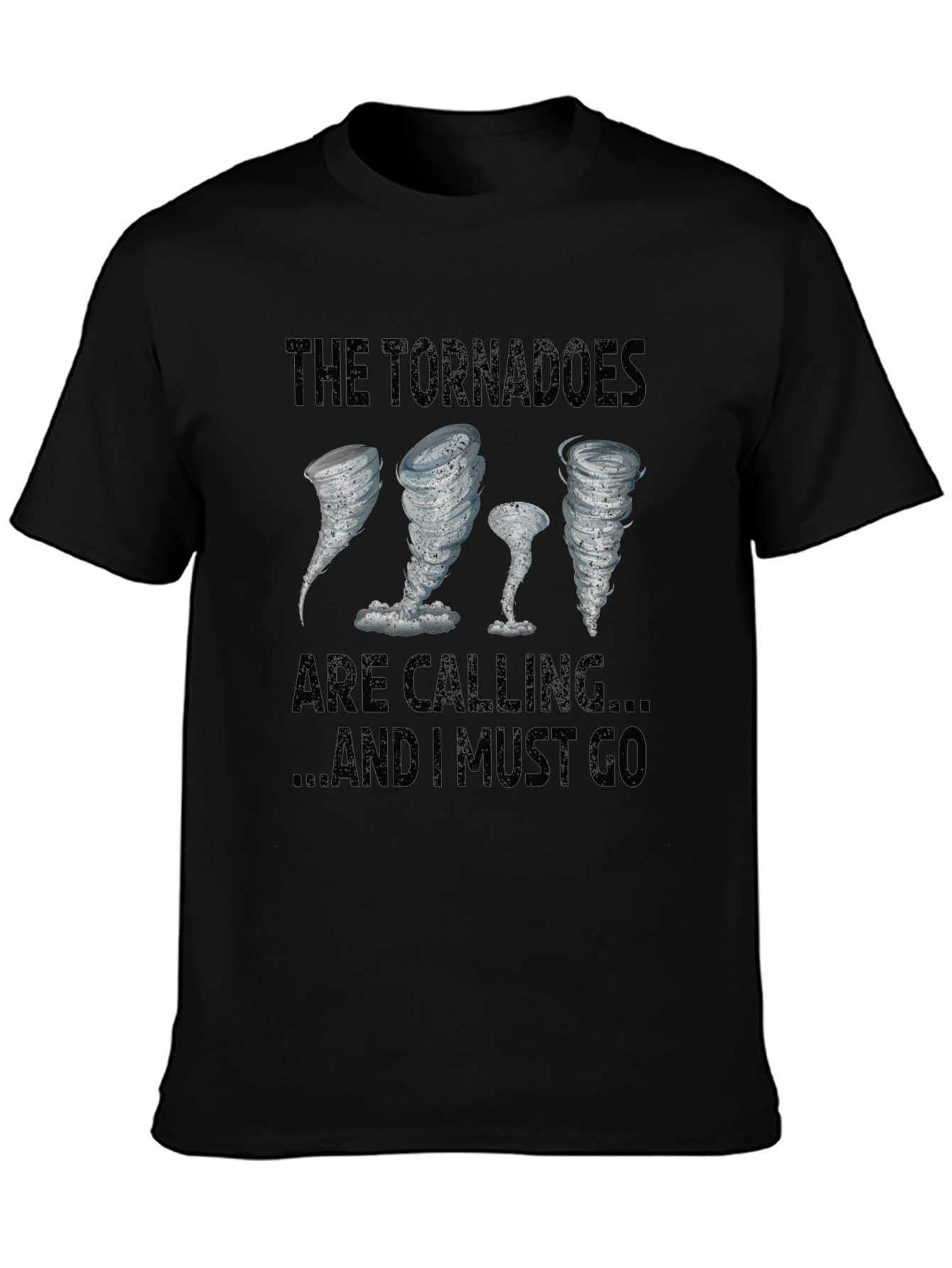 Tornadoes Calling Mens Black Graphic T-Shirt