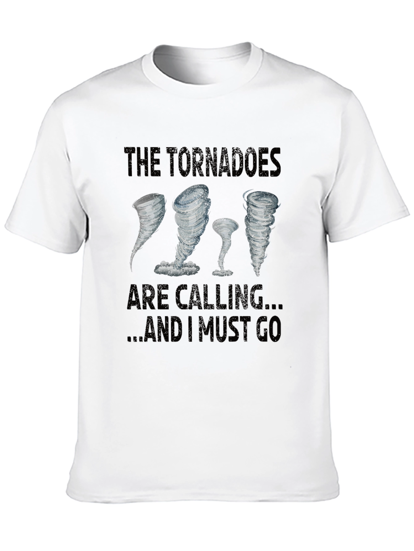 Tornadoes Calling Mens Black Graphic T-Shirt