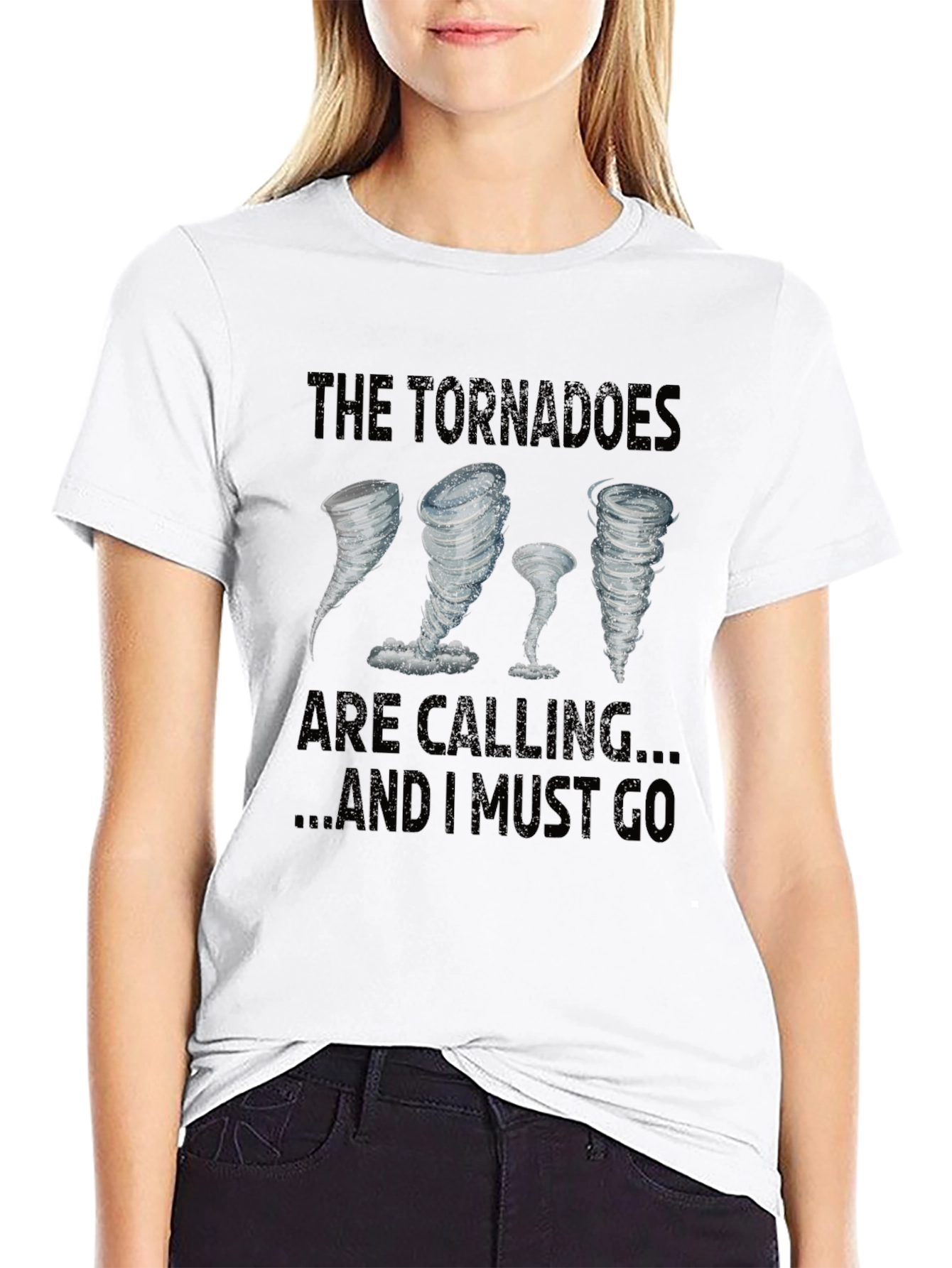 Tornadoes Calling Mens Black Graphic T-Shirt