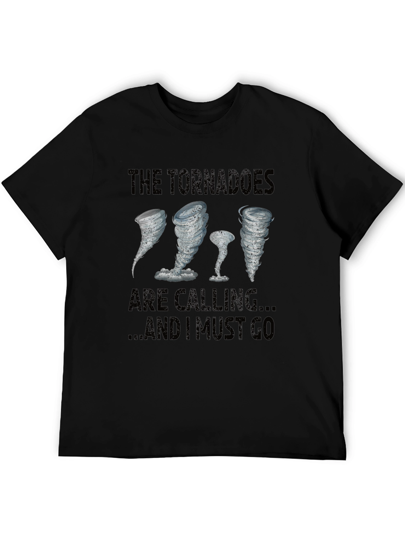 Tornadoes Calling Mens Black Graphic T-Shirt