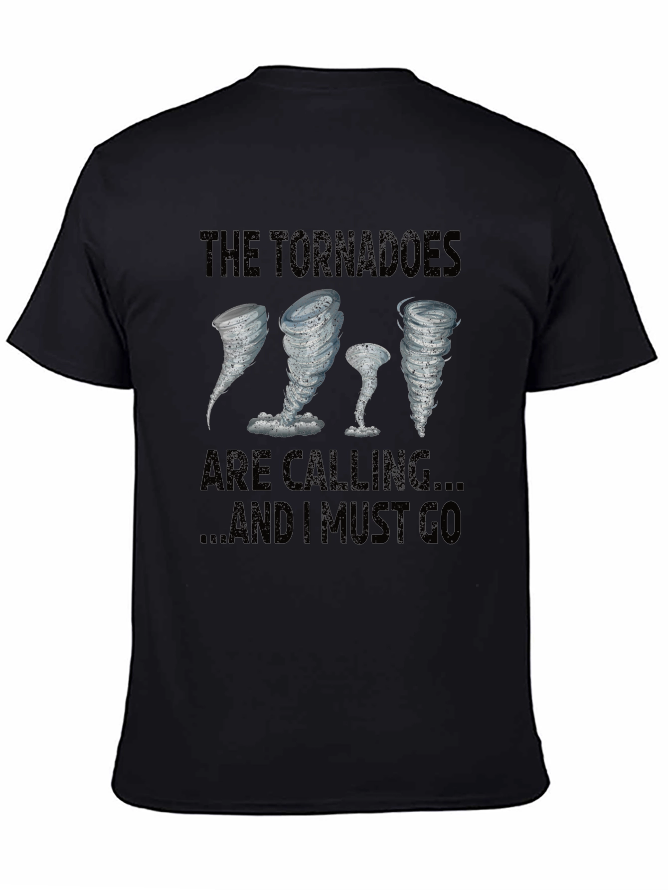 Tornadoes Calling Mens Black Graphic T-Shirt