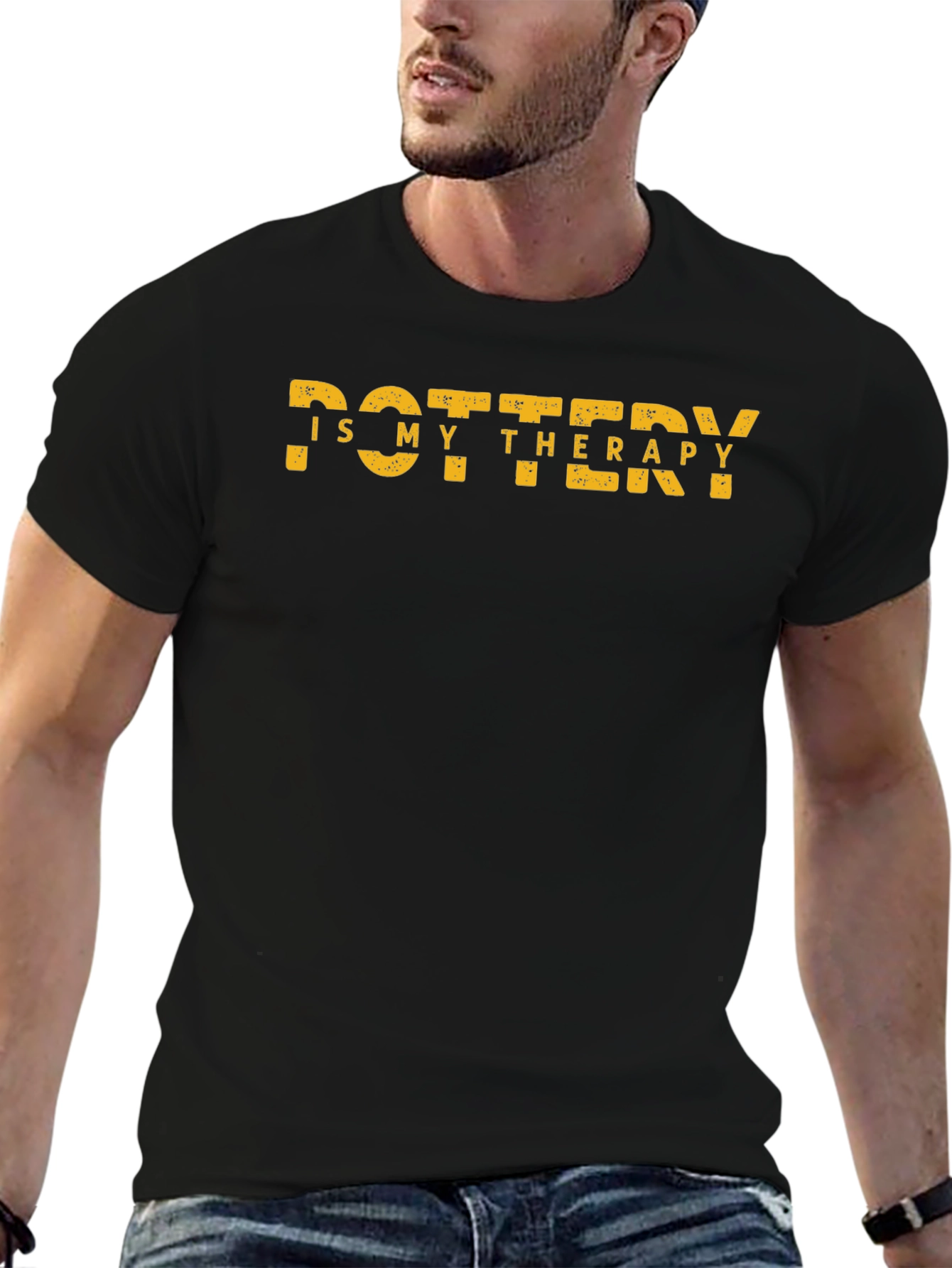 Pottery Is My Therapy Black T-Shirt