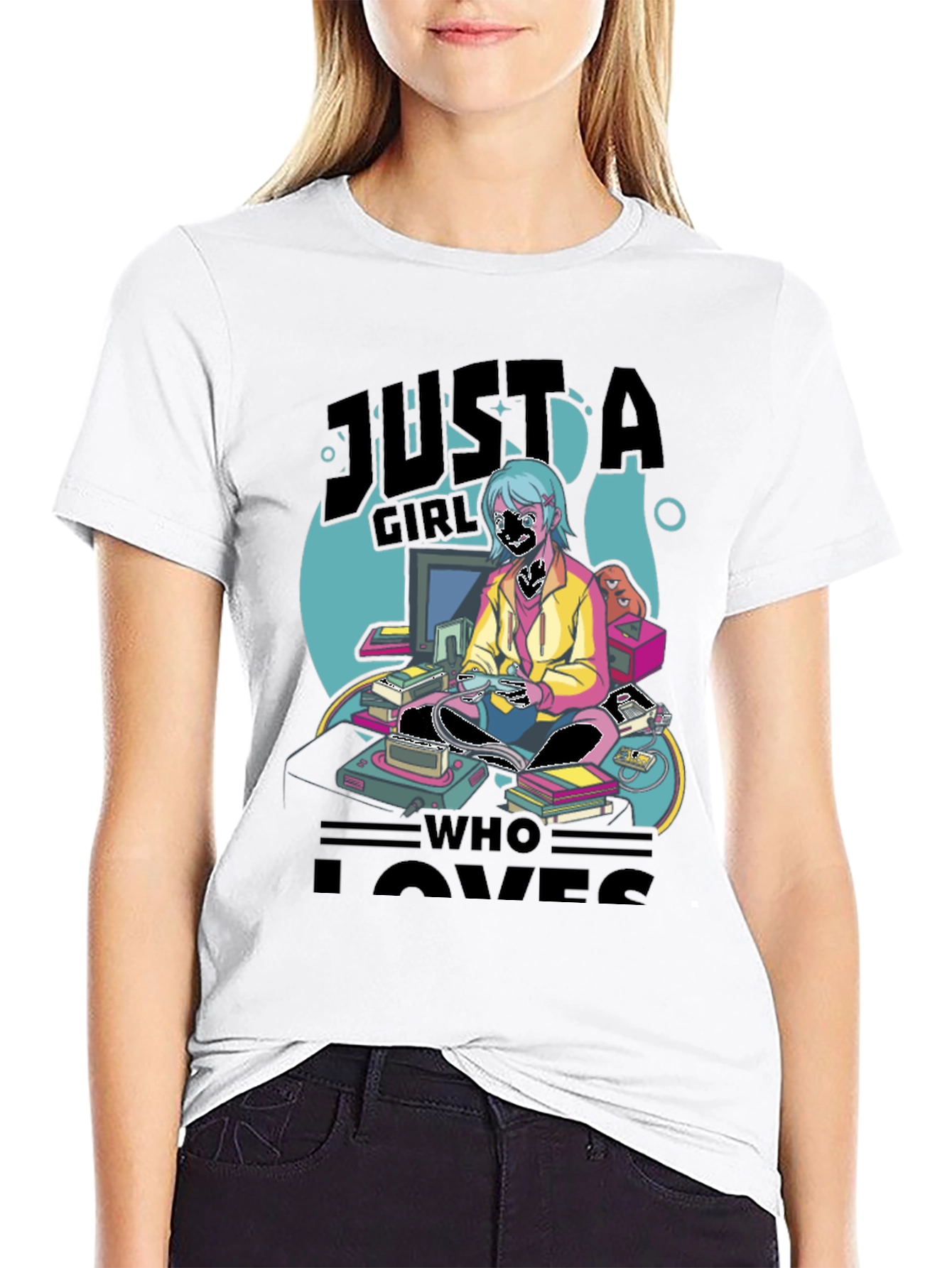 Gamer Girl Graphic Tee - Retro Gaming Style