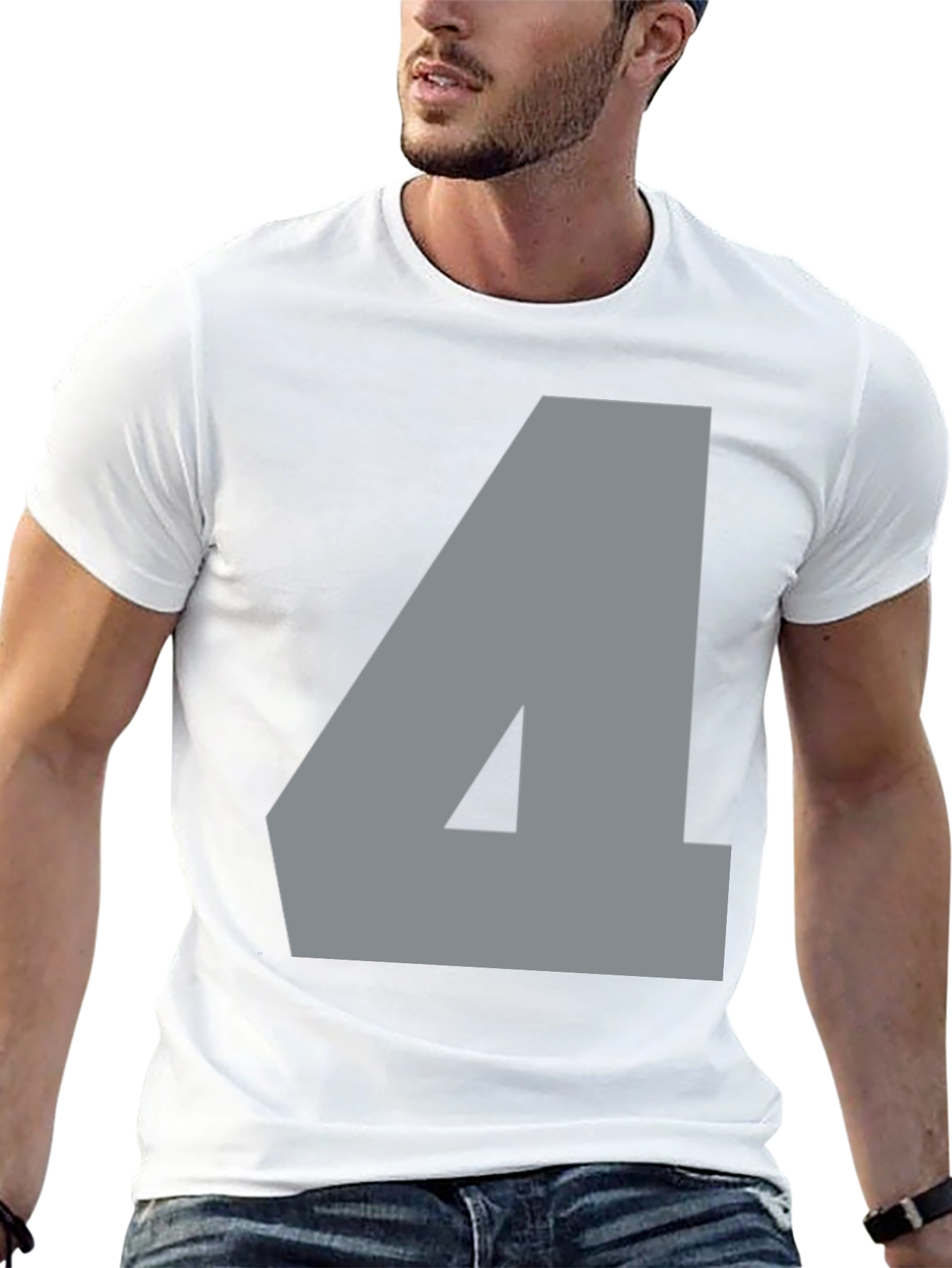 Number Four Graphic Tee - Mens Black Cotton T-Shirt