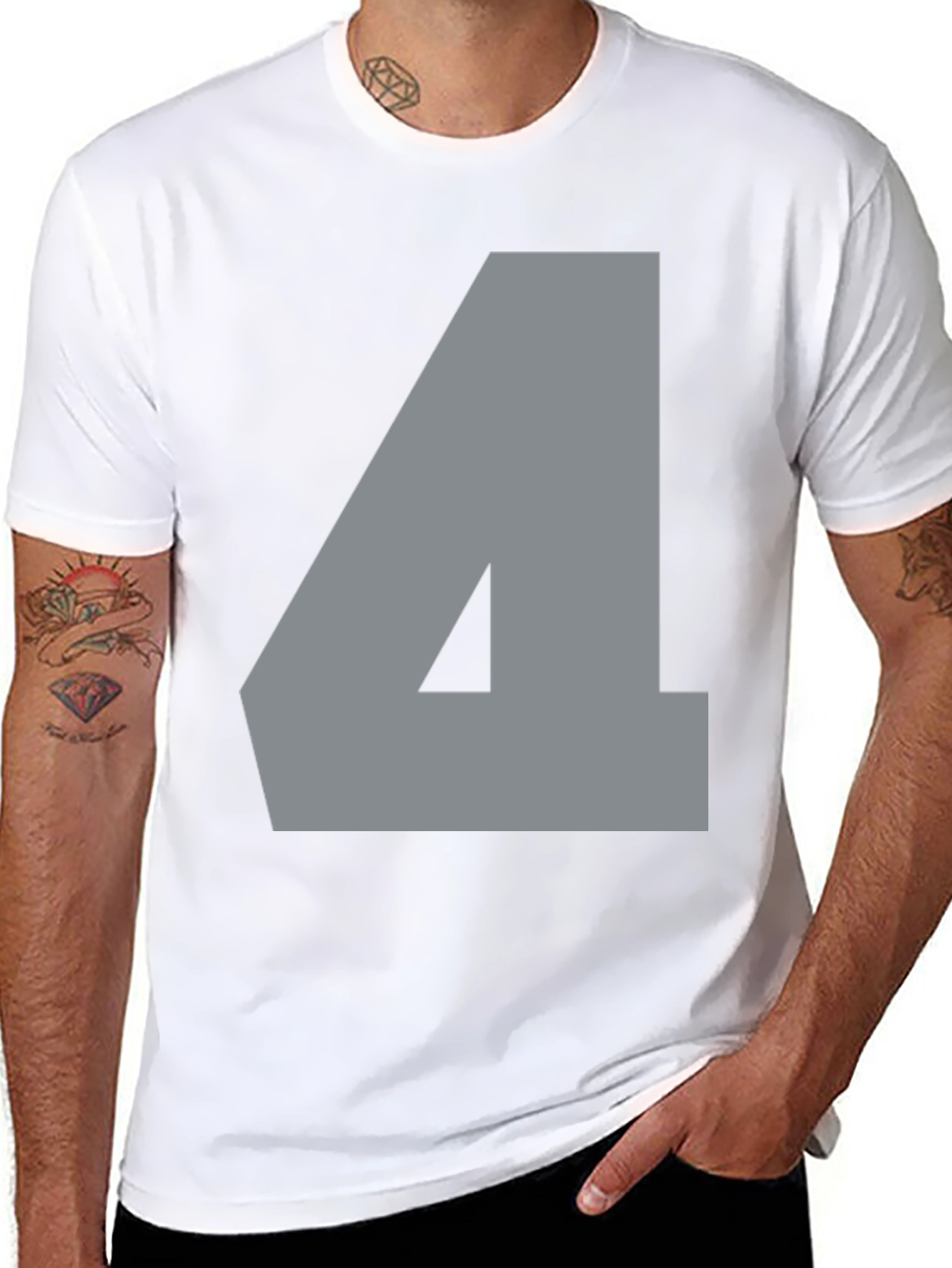 Number Four Graphic Tee - Mens Black Cotton T-Shirt