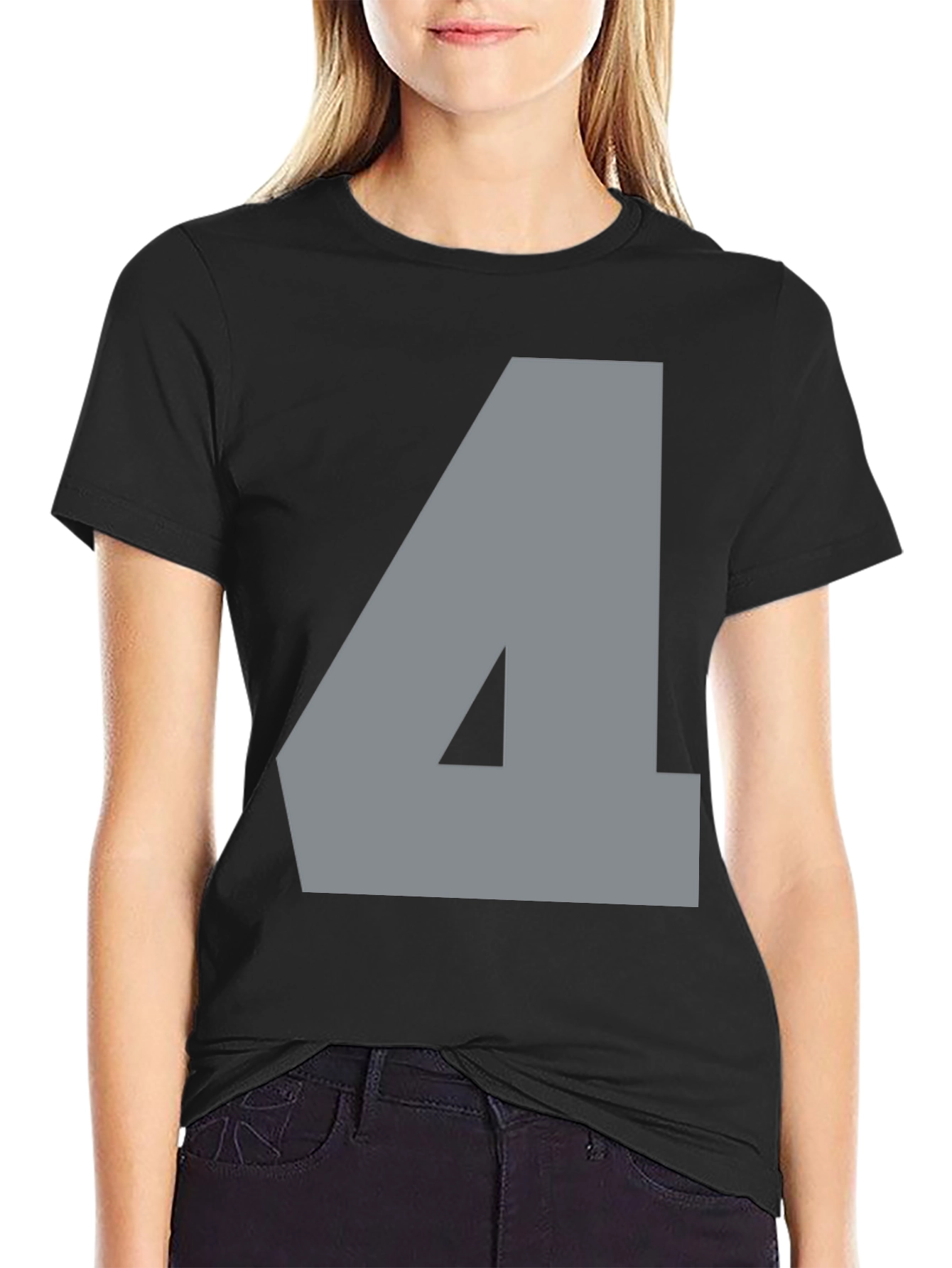 Number Four Graphic Tee - Mens Black Cotton T-Shirt