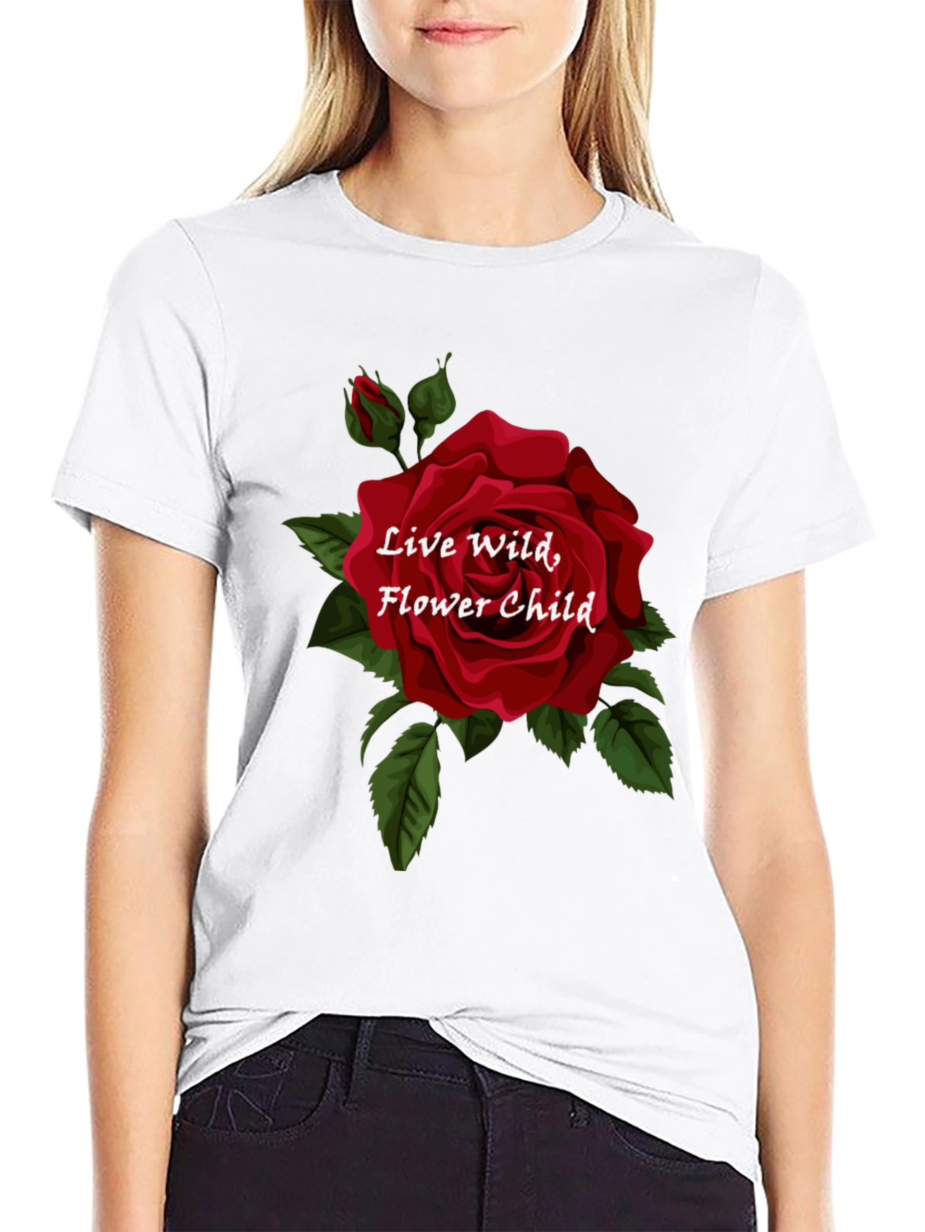 Live Wild Flower Child Graphic Tee - Black