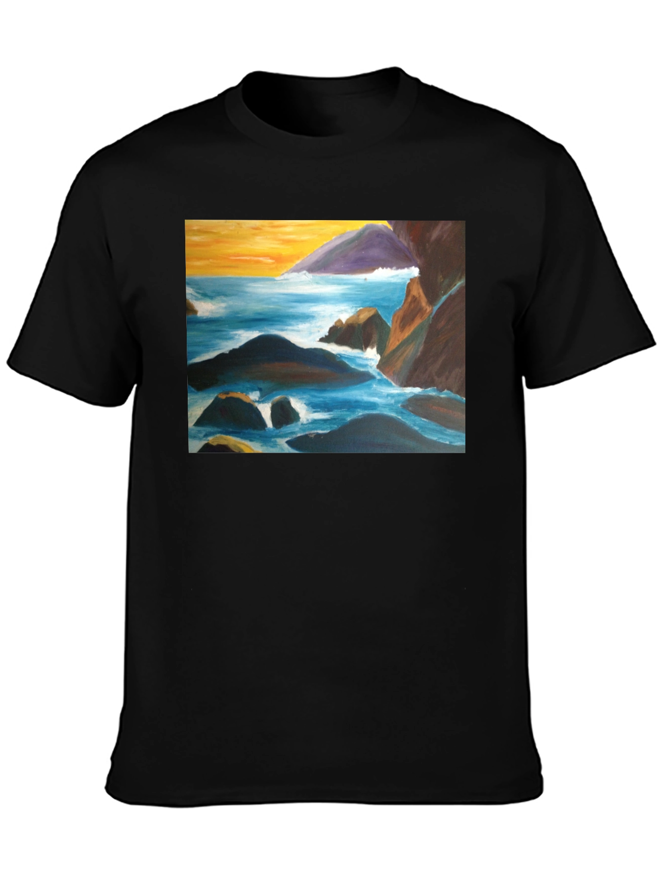 Coastal Seascape Graphic Tee - Black