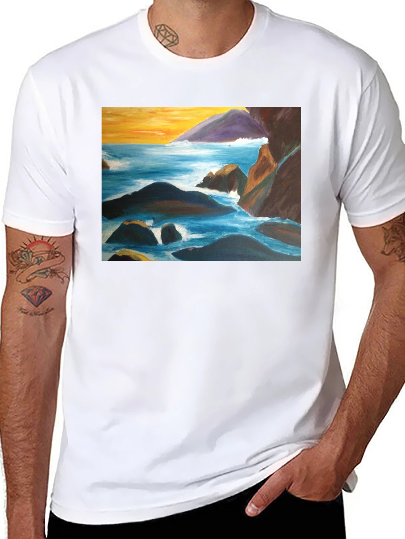 Coastal Seascape Graphic Tee - Black