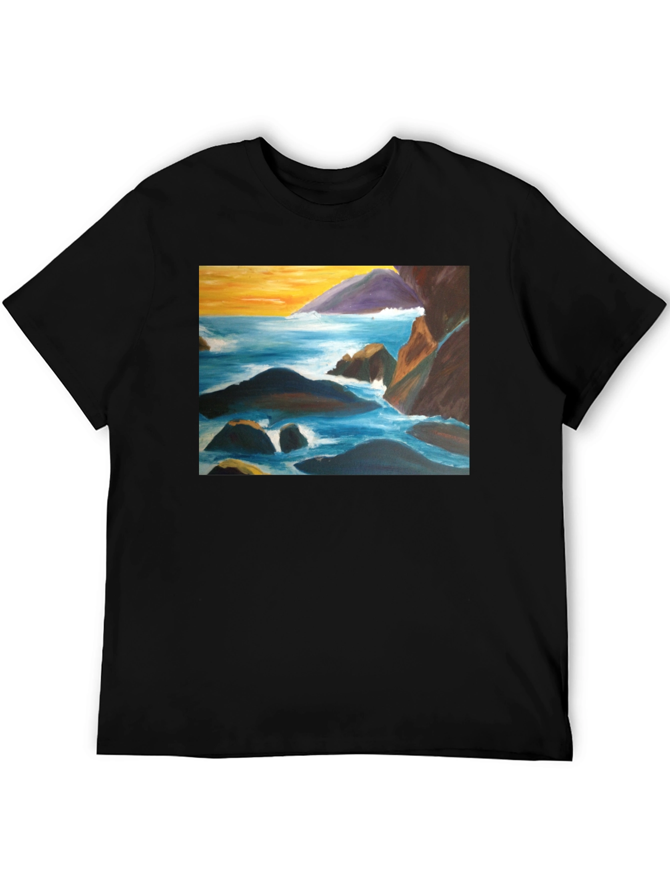 Coastal Seascape Graphic Tee - Black