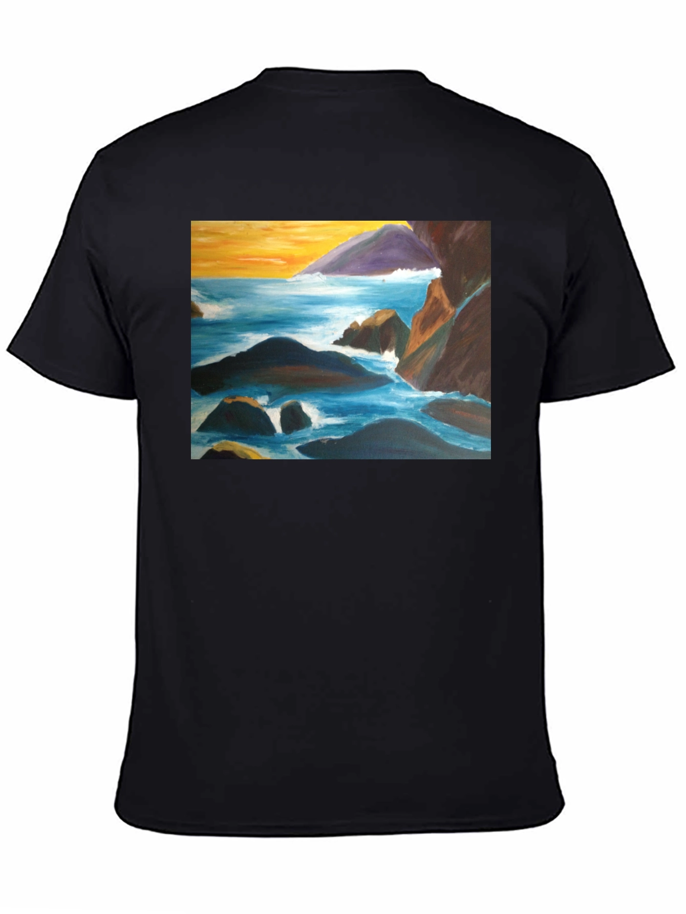 Coastal Seascape Graphic Tee - Black