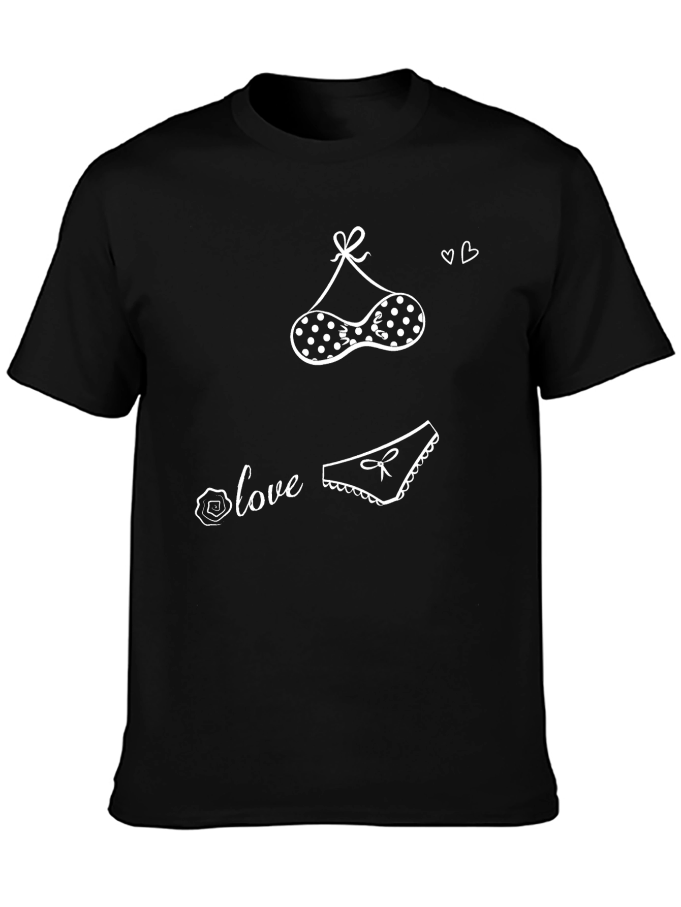 Love Lingerie Graphic Tee - Black Crew Neck Shirt