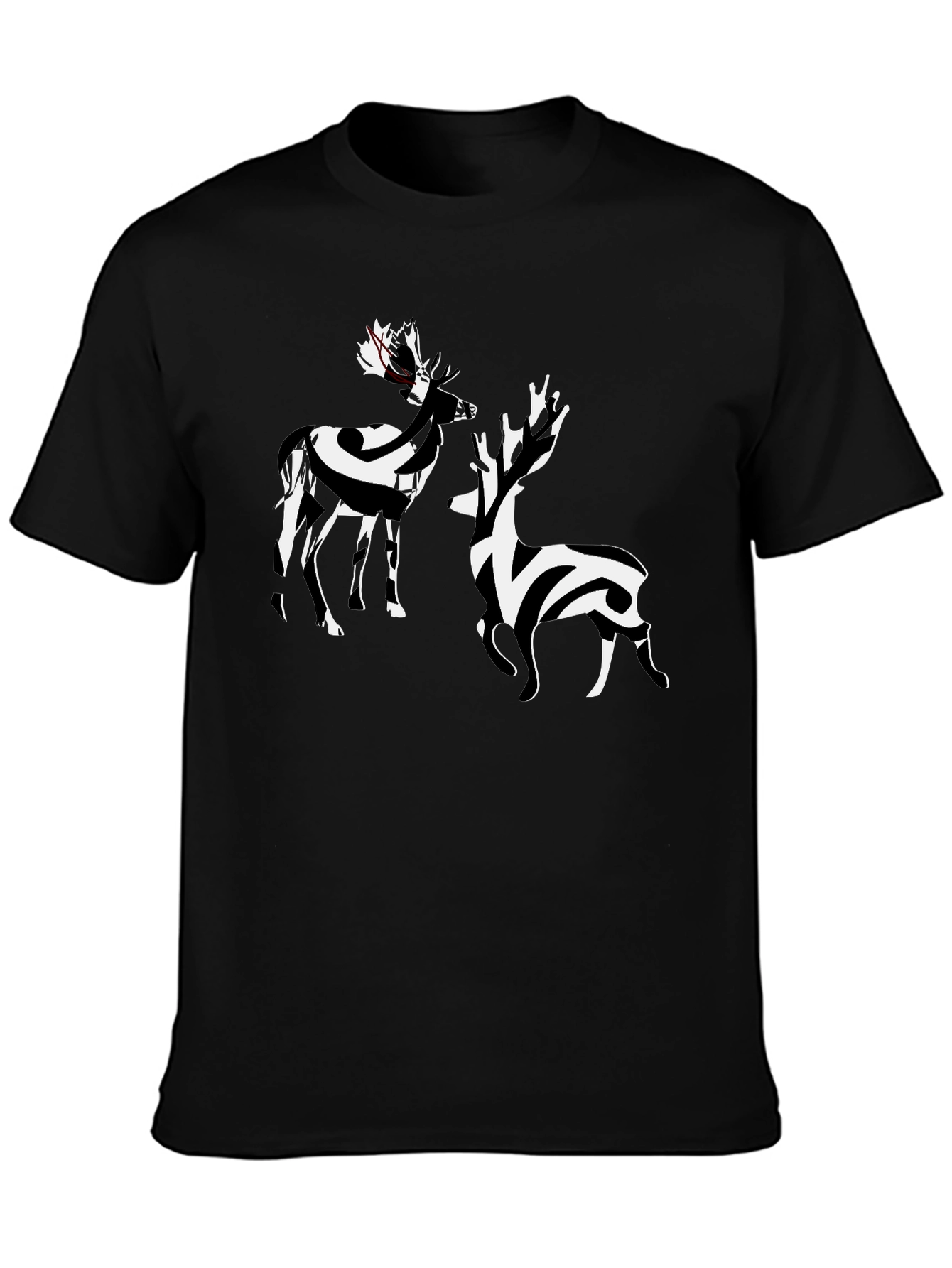 Striped Deer Graphic Tee - Stylish Casual Wear