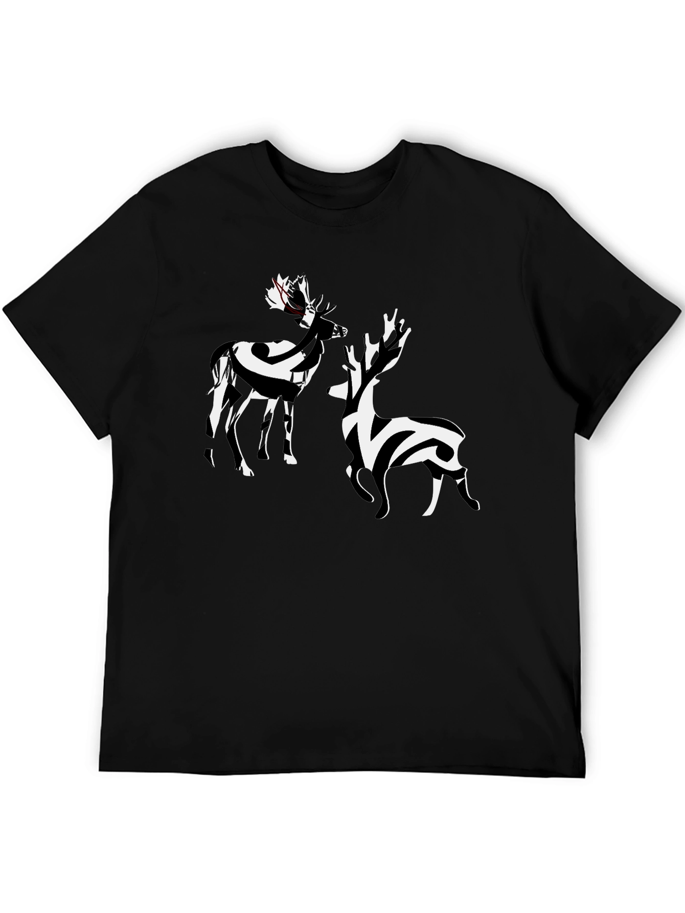 Striped Deer Graphic Tee - Stylish Casual Wear