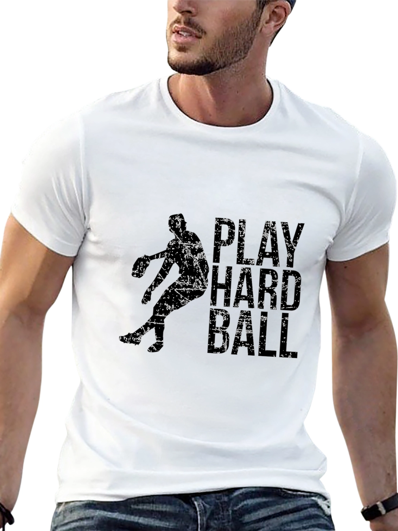 Play Hard Ball Graphic Tee - Black Cotton T-Shirt