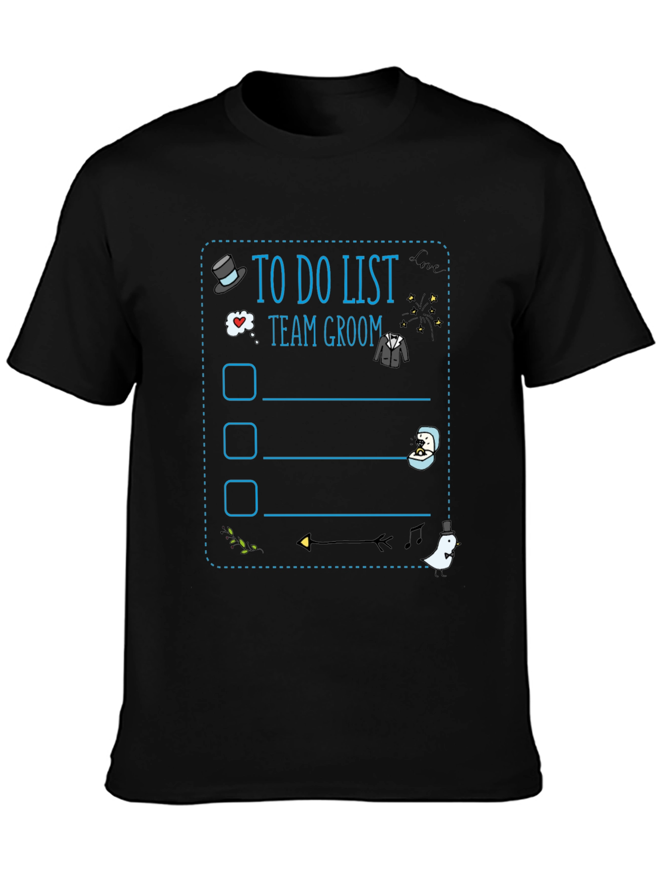 Team Groom To-Do List Black Graphic T-Shirt