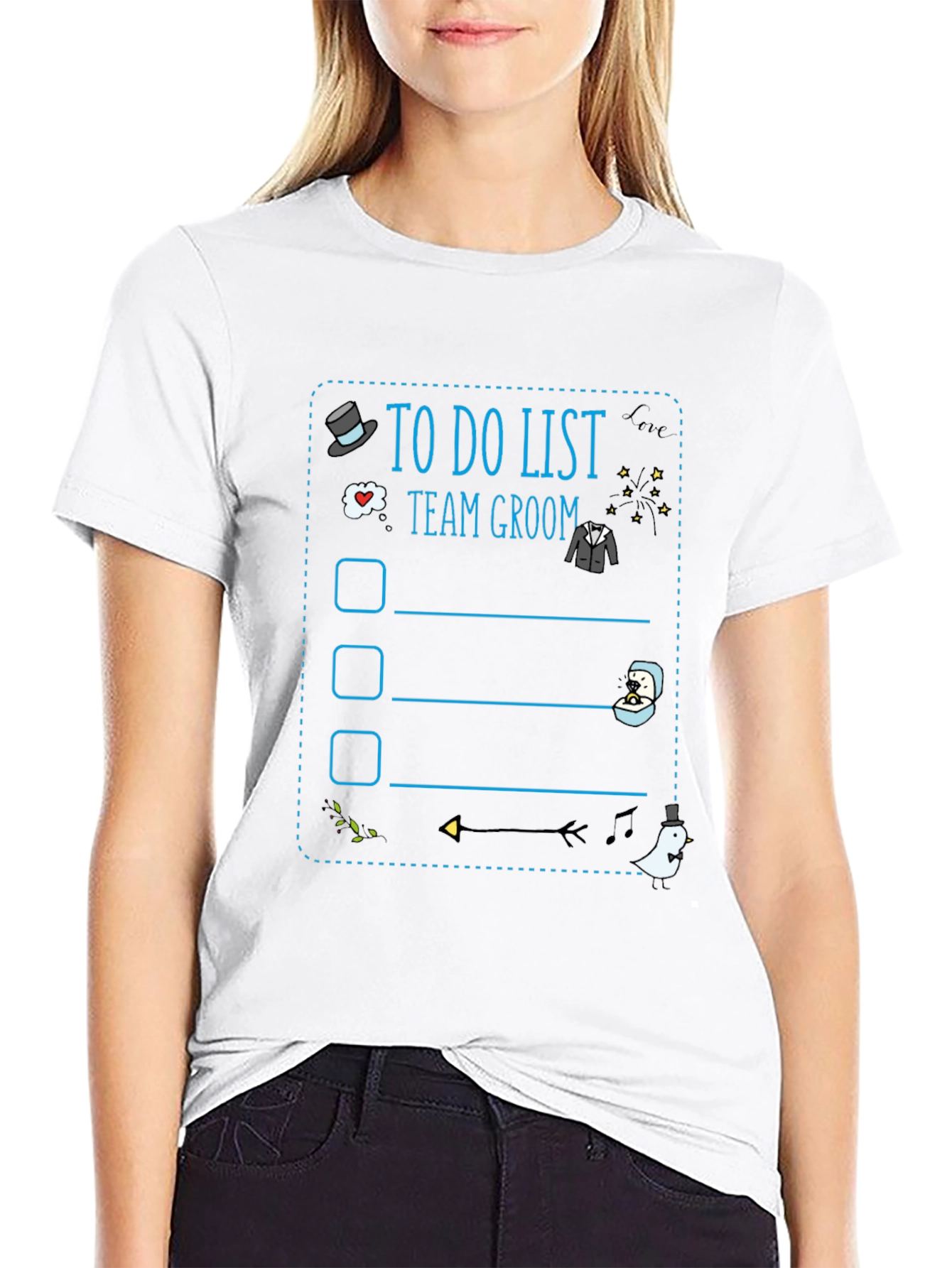 Team Groom To-Do List Black Graphic T-Shirt