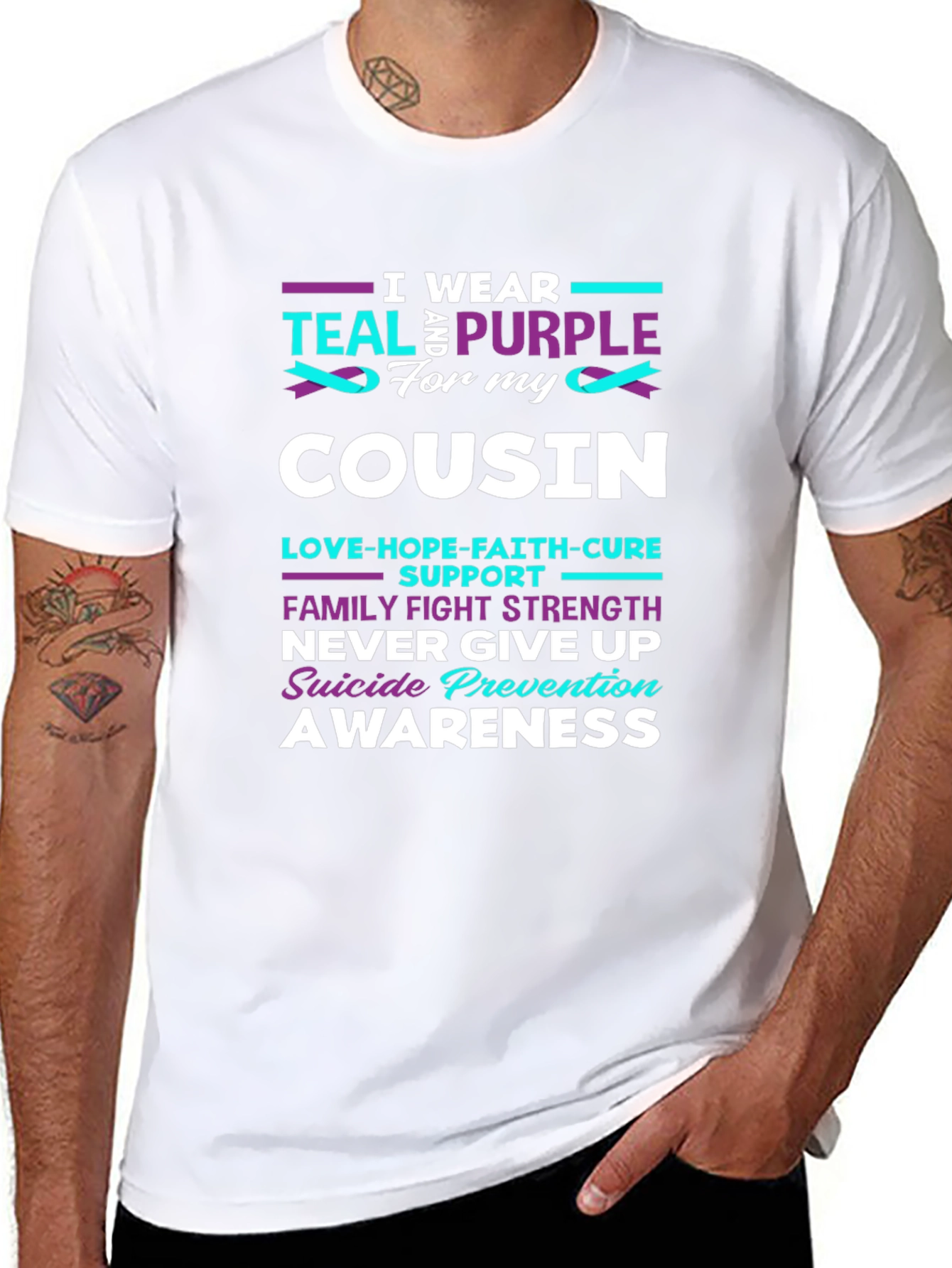 Teal & Purple Cousin Suicide Prevention Awareness T-Shirt