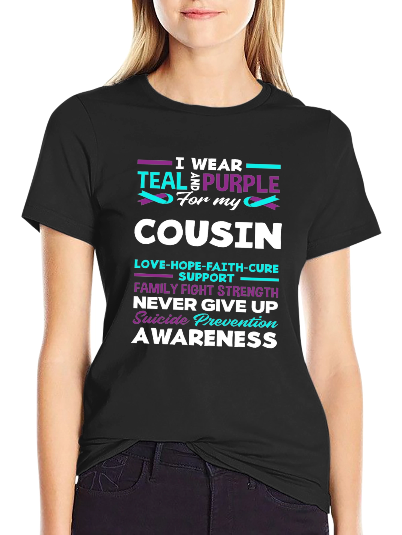 Teal & Purple Cousin Suicide Prevention Awareness T-Shirt