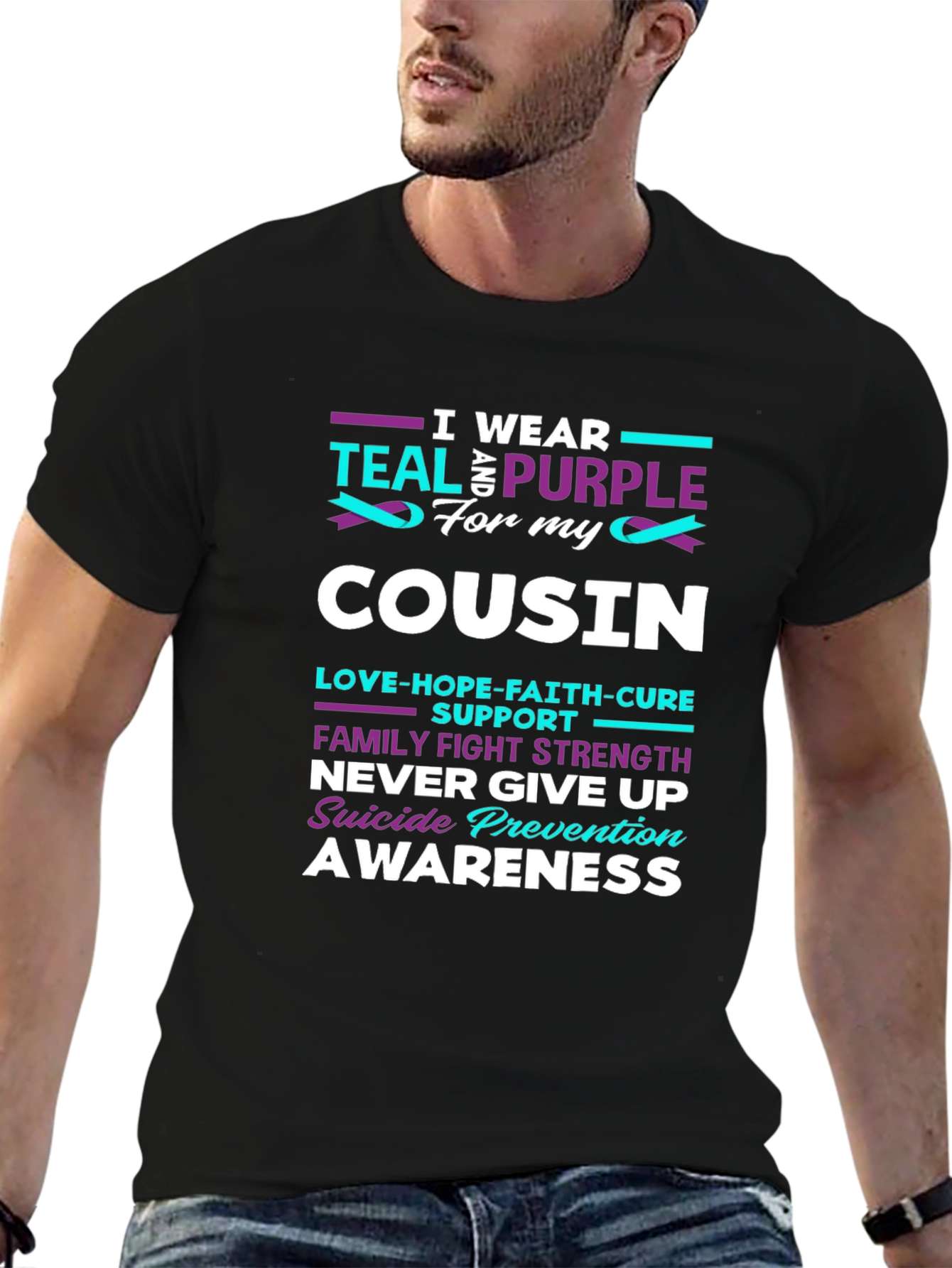 Teal & Purple Cousin Suicide Prevention Awareness T-Shirt