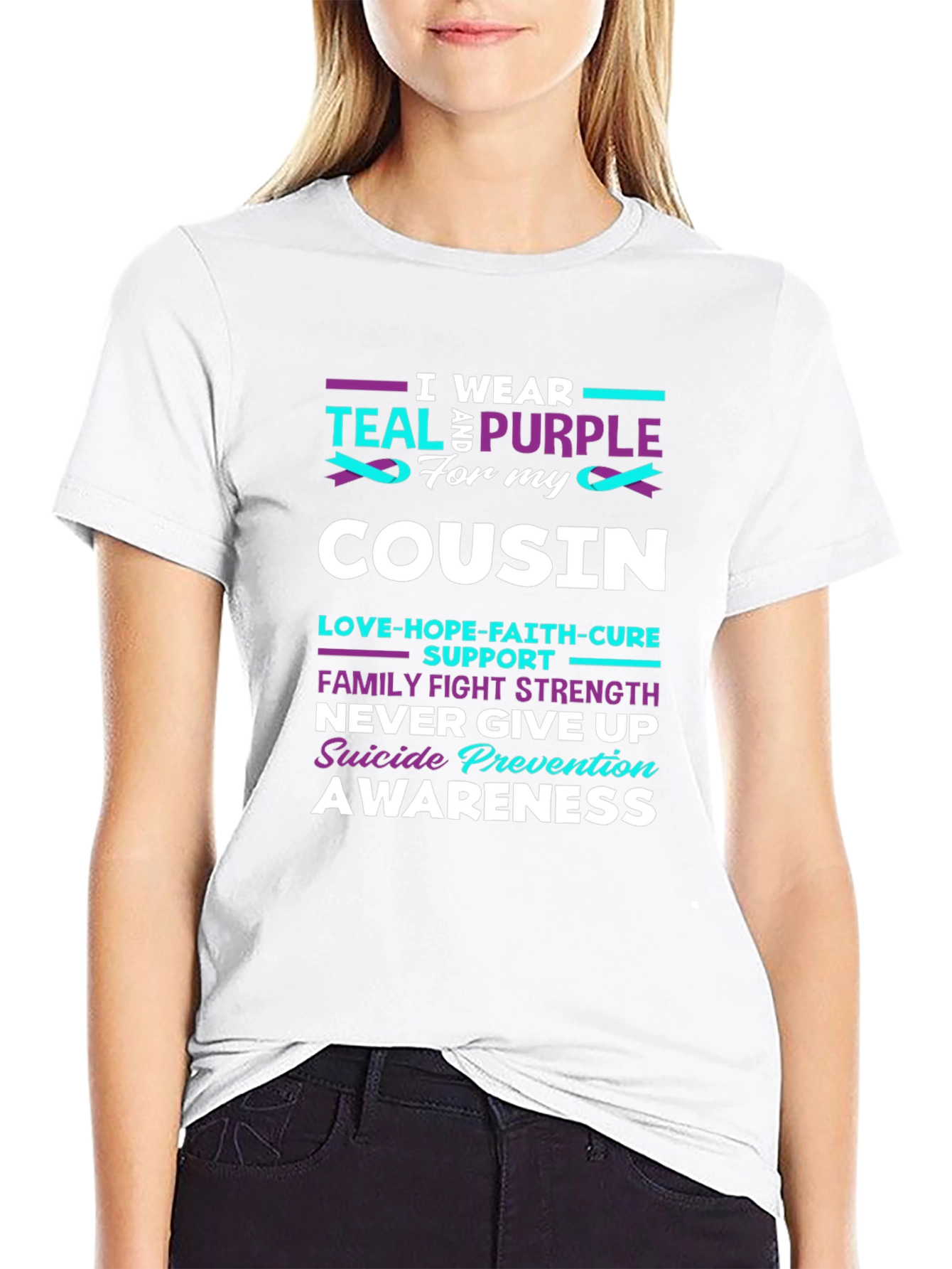 Teal & Purple Cousin Suicide Prevention Awareness T-Shirt
