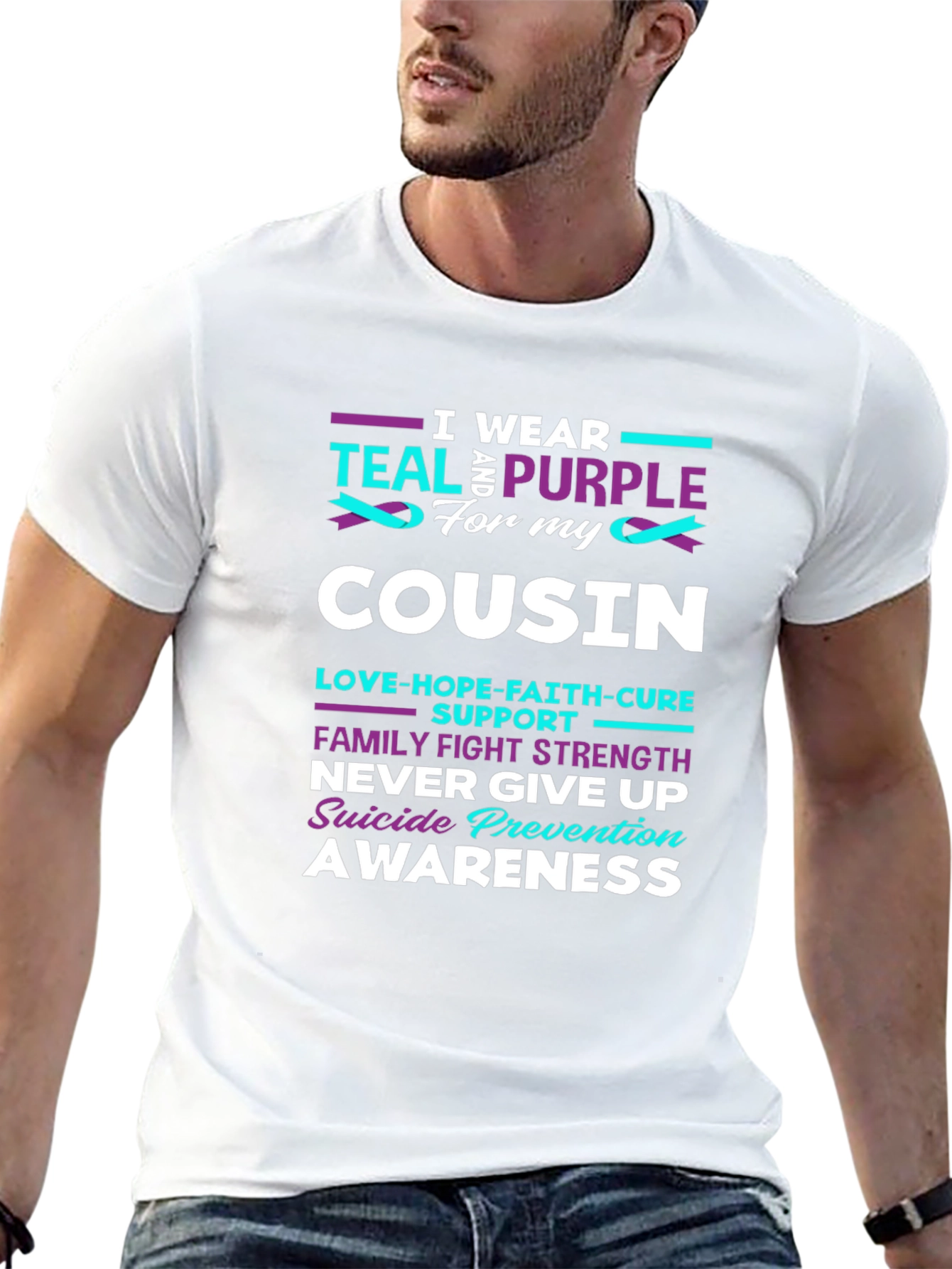Teal & Purple Cousin Suicide Prevention Awareness T-Shirt