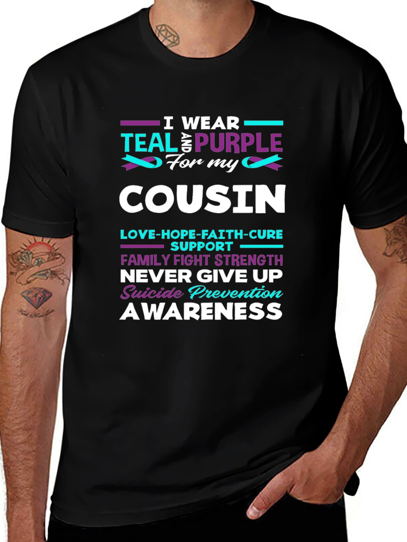 Teal & Purple Cousin Suicide Prevention Awareness T-Shirt