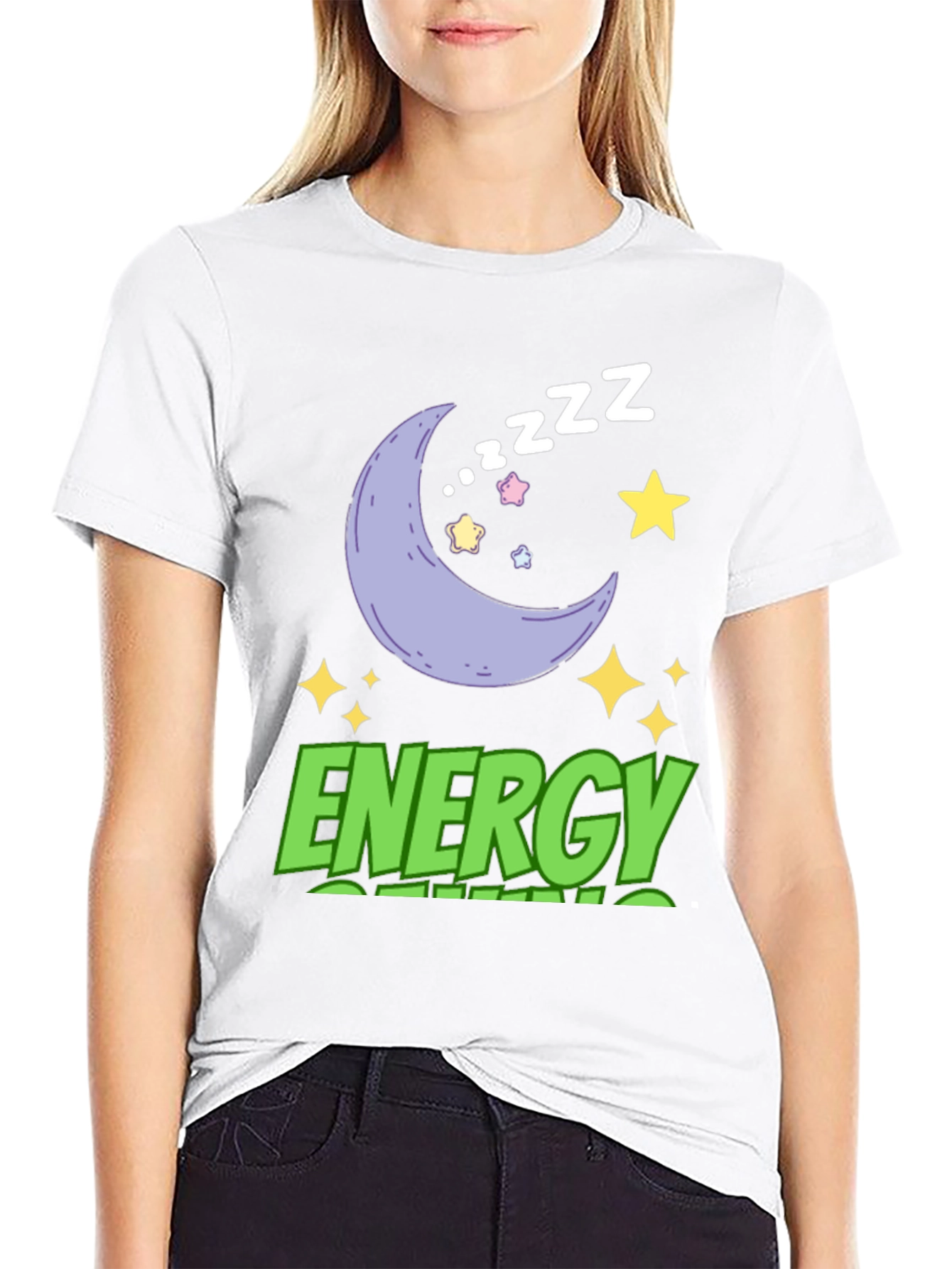 Energy Saving Mode T-Shirt - Moon & Stars Design