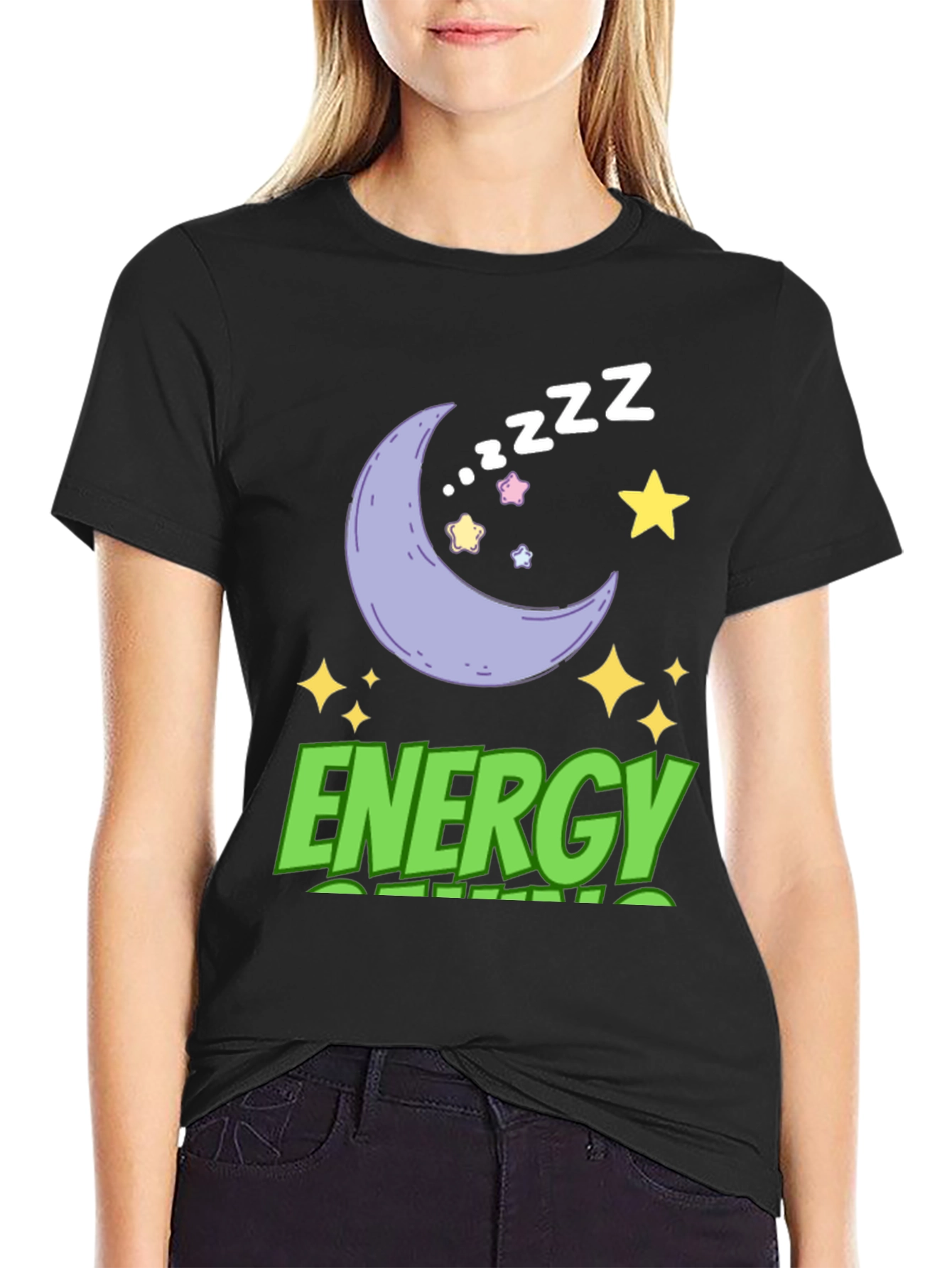 Energy Saving Mode T-Shirt - Moon & Stars Design