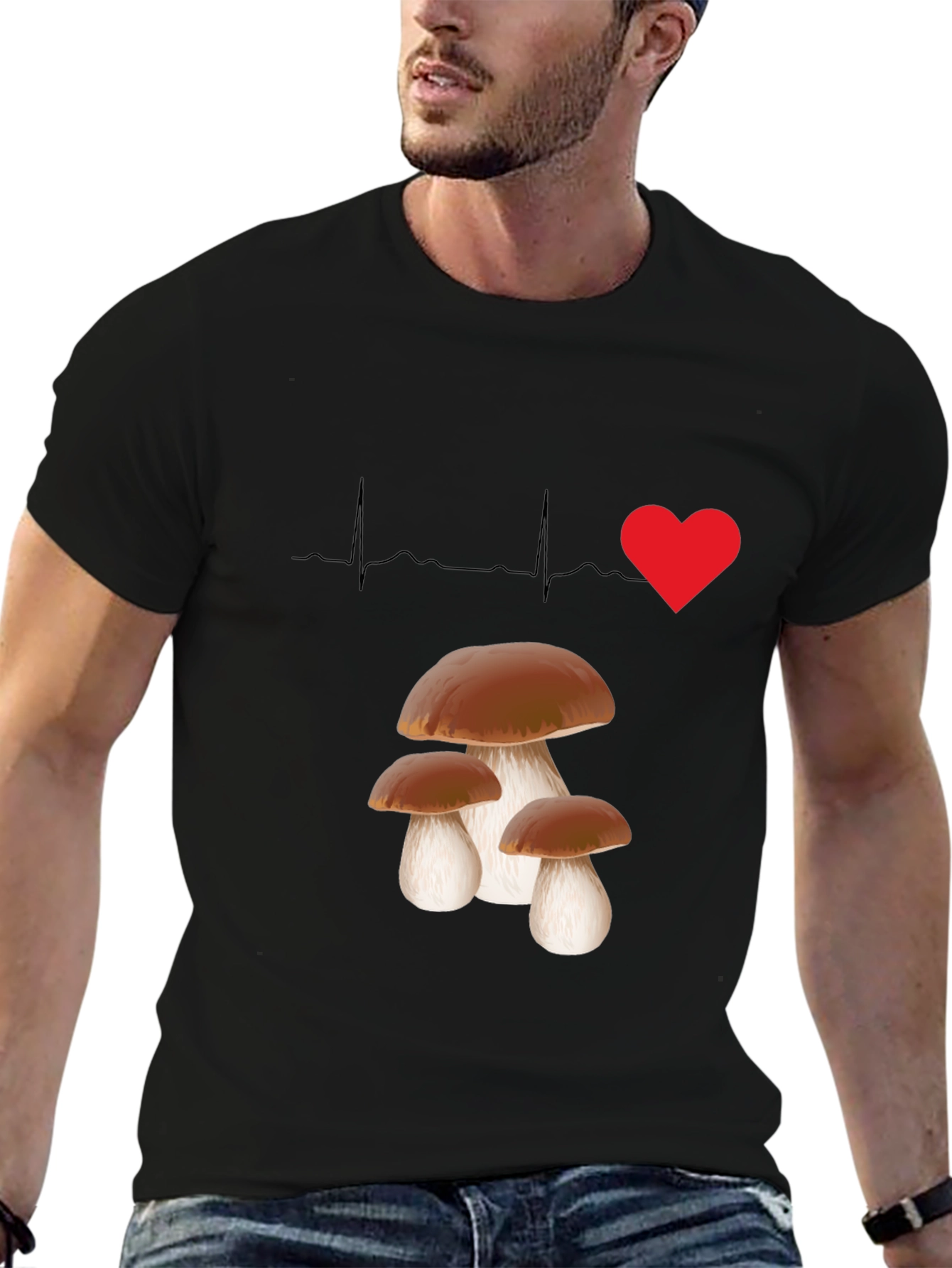 Mushroom Lover T-Shirt - Heartbeat Design