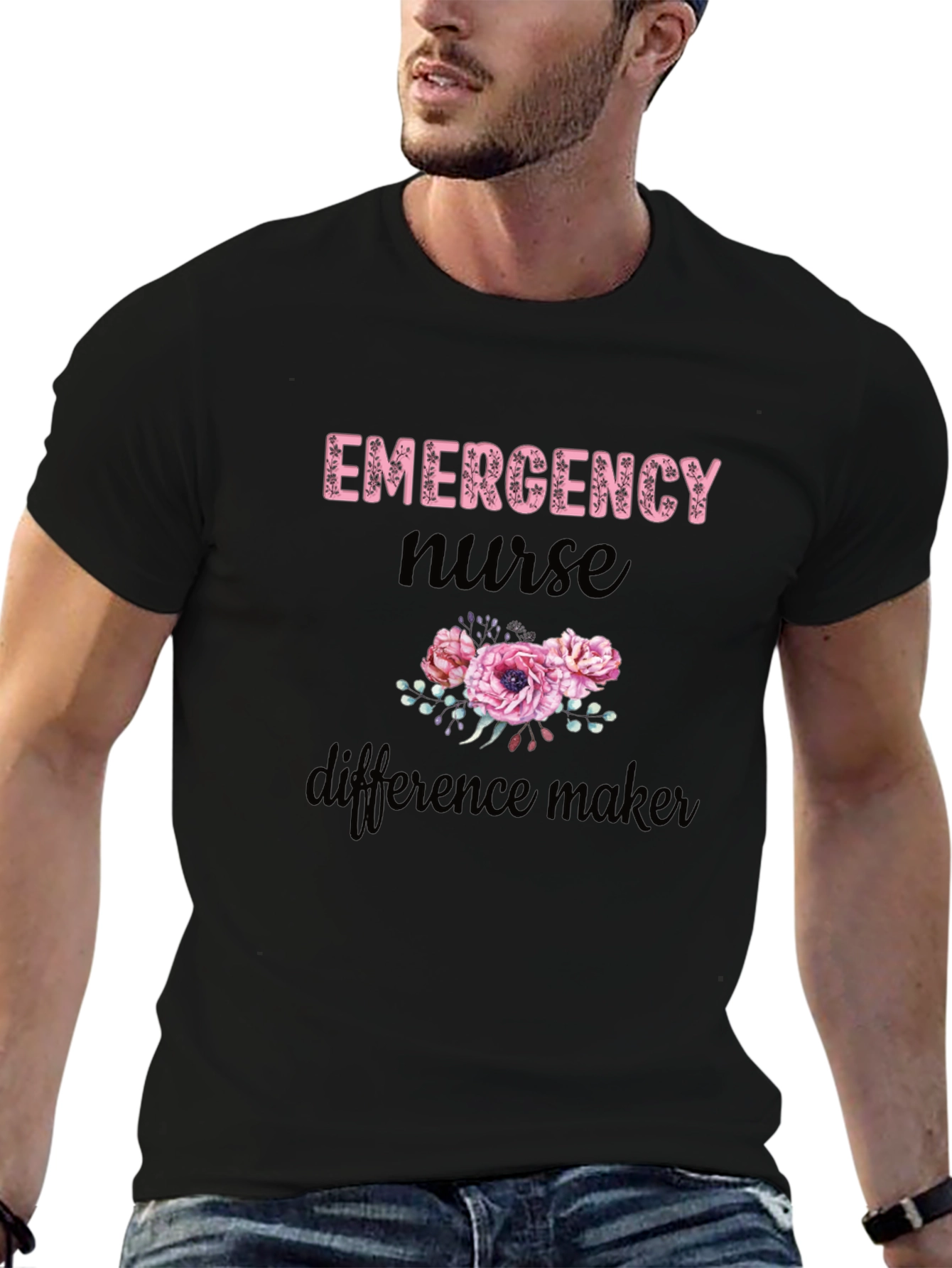 Emergency Nurse Difference Maker Black Tee