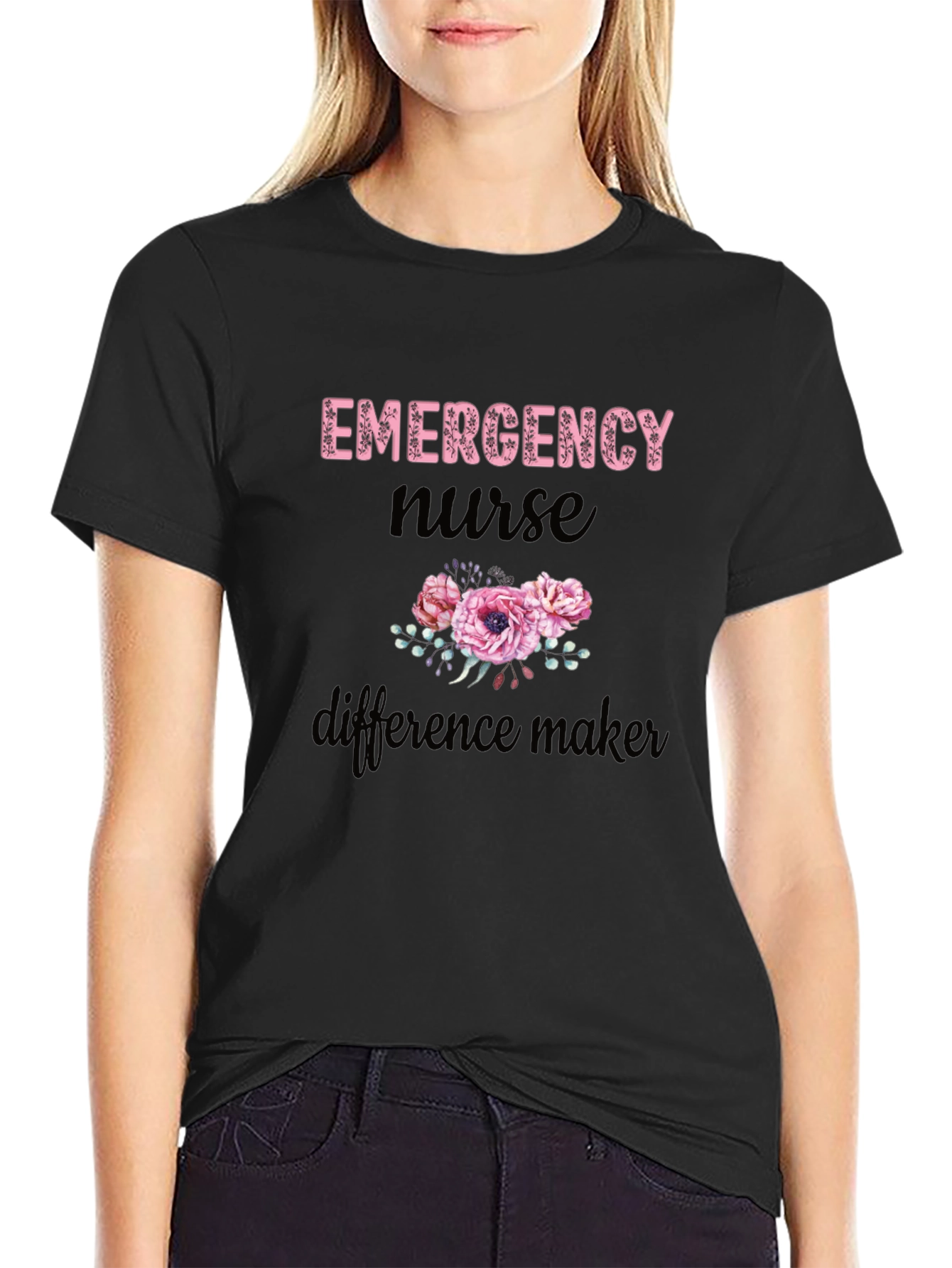 Emergency Nurse Difference Maker Black Tee