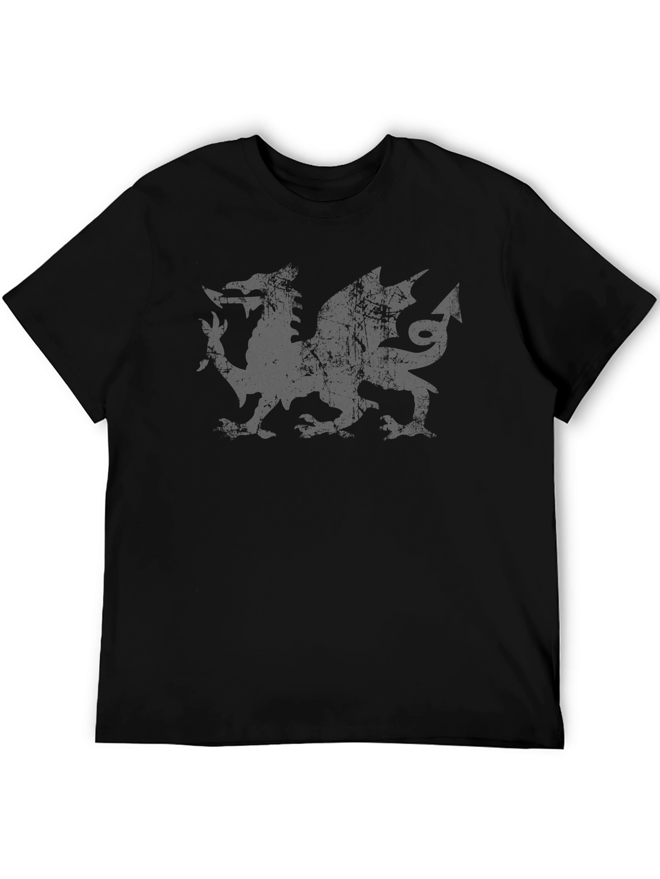 Welsh Dragon Distressed T-Shirt - Black