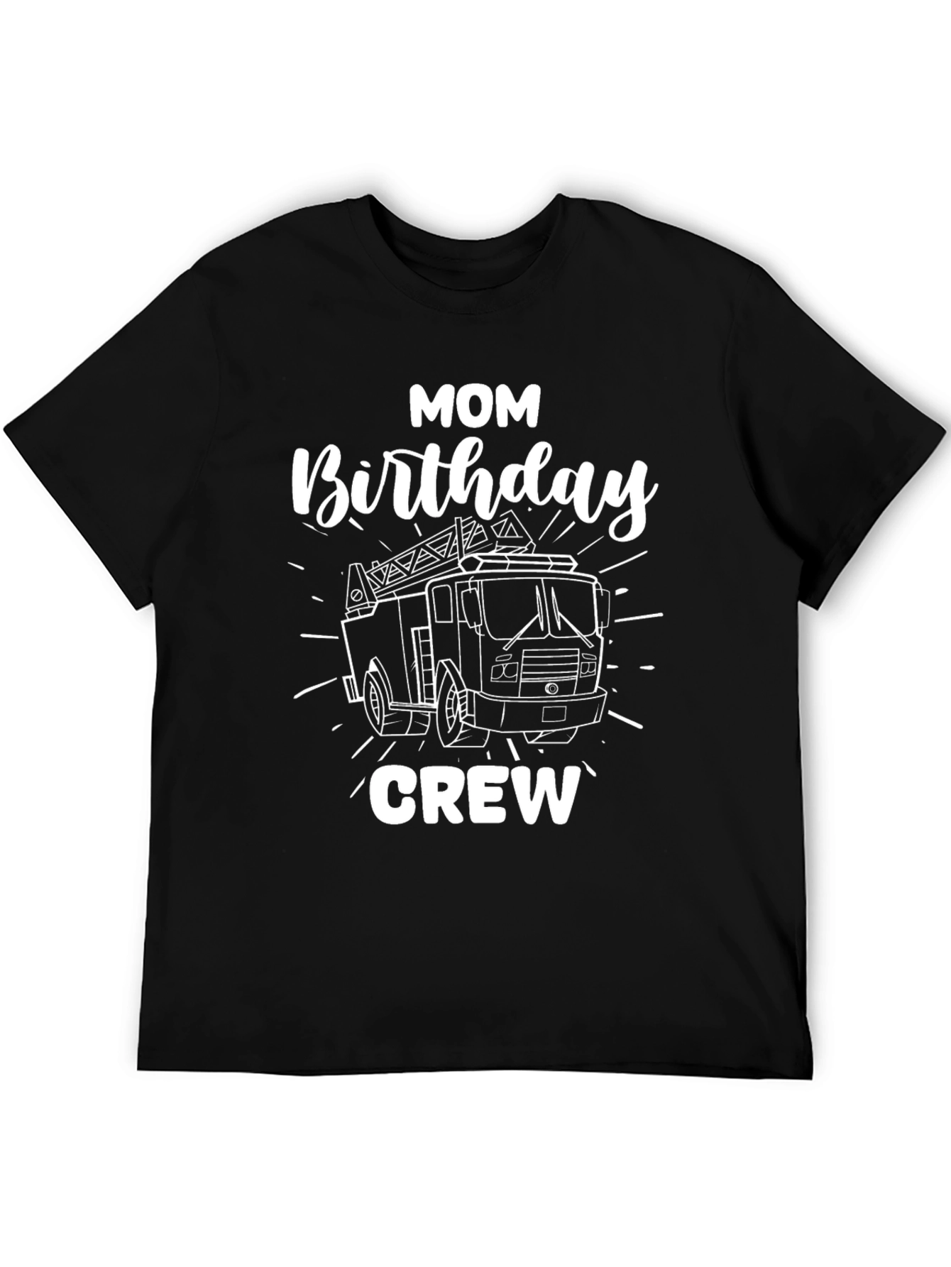 Mom Birthday Crew Fire Truck Graphic T-Shirt