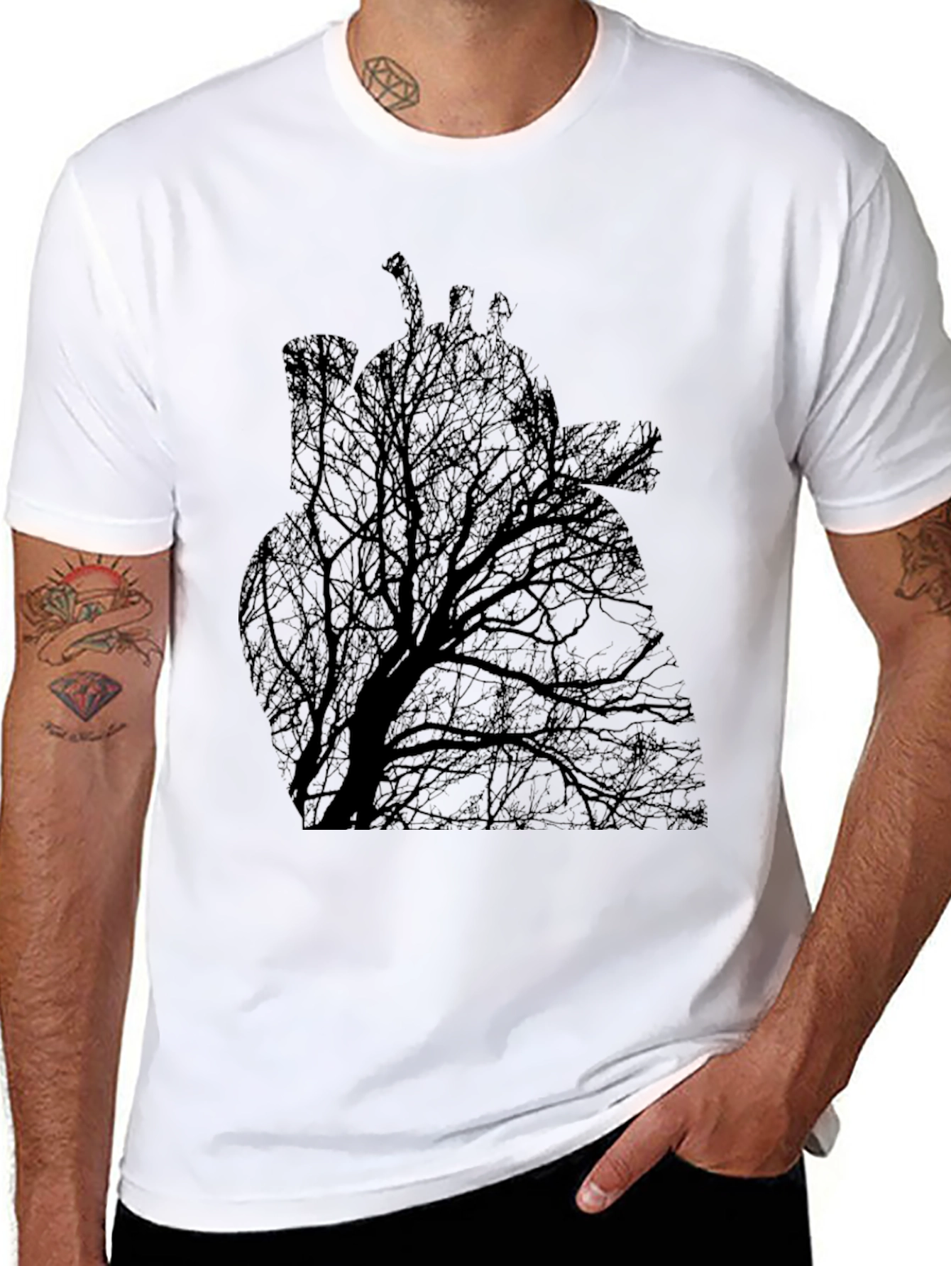 Tree Heart Graphic Tee - Black