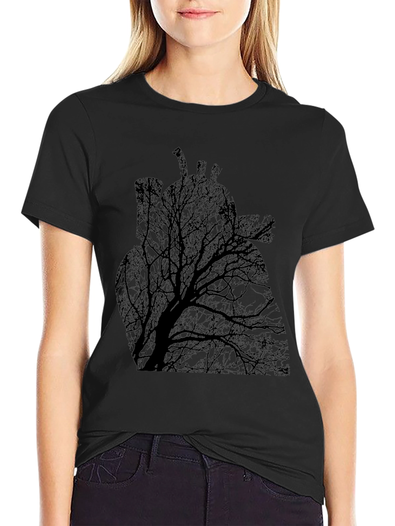 Tree Heart Graphic Tee - Black