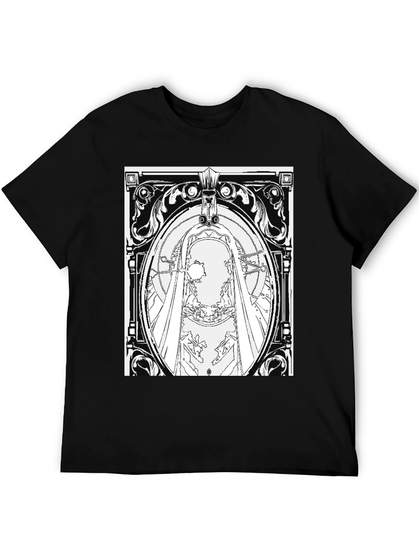 Black T-Shirt with Ornate Graphic