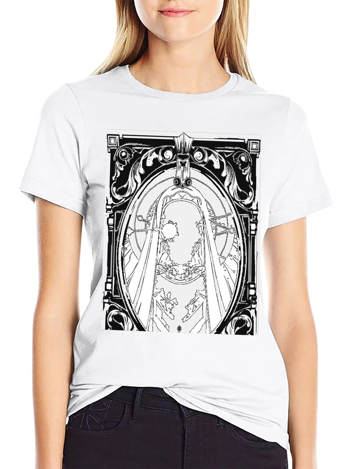Black T-Shirt with Ornate Graphic