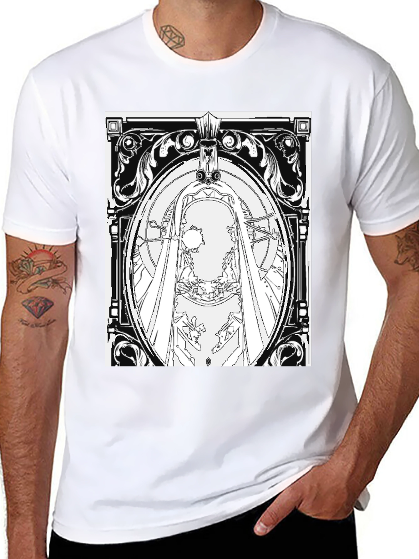 Black T-Shirt with Ornate Graphic