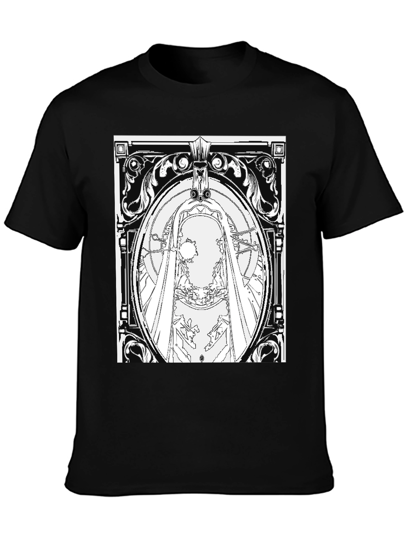 Black T-Shirt with Ornate Graphic