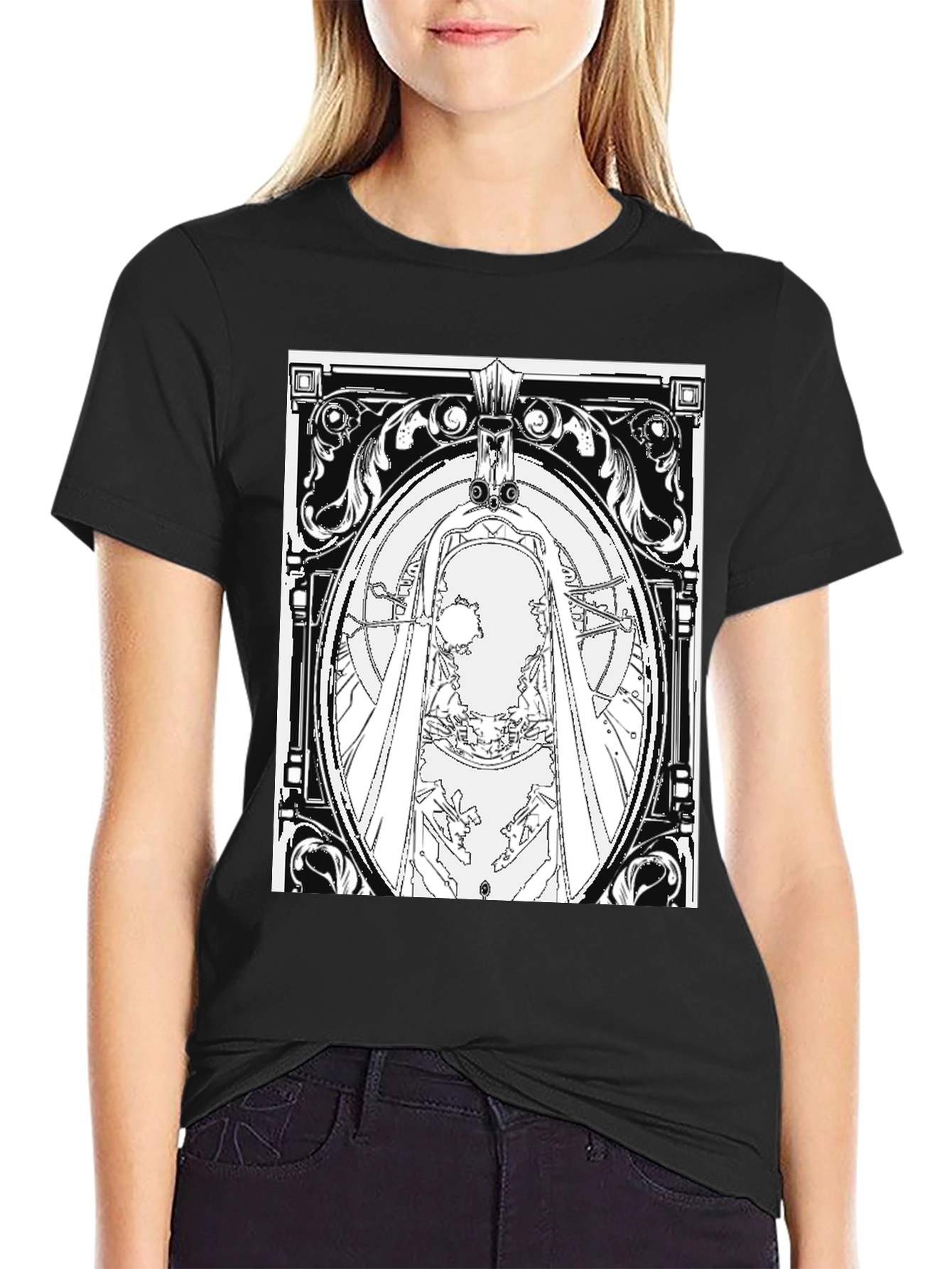 Black T-Shirt with Ornate Graphic