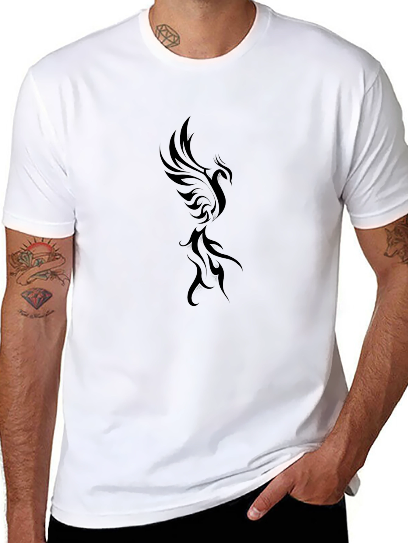 Phoenix Graphic Tee - Stylish Black Cotton T-Shirt