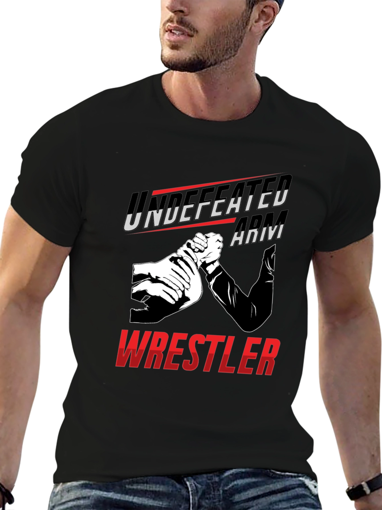 Undefeated Arm Wrestler Graphic Tee - Black