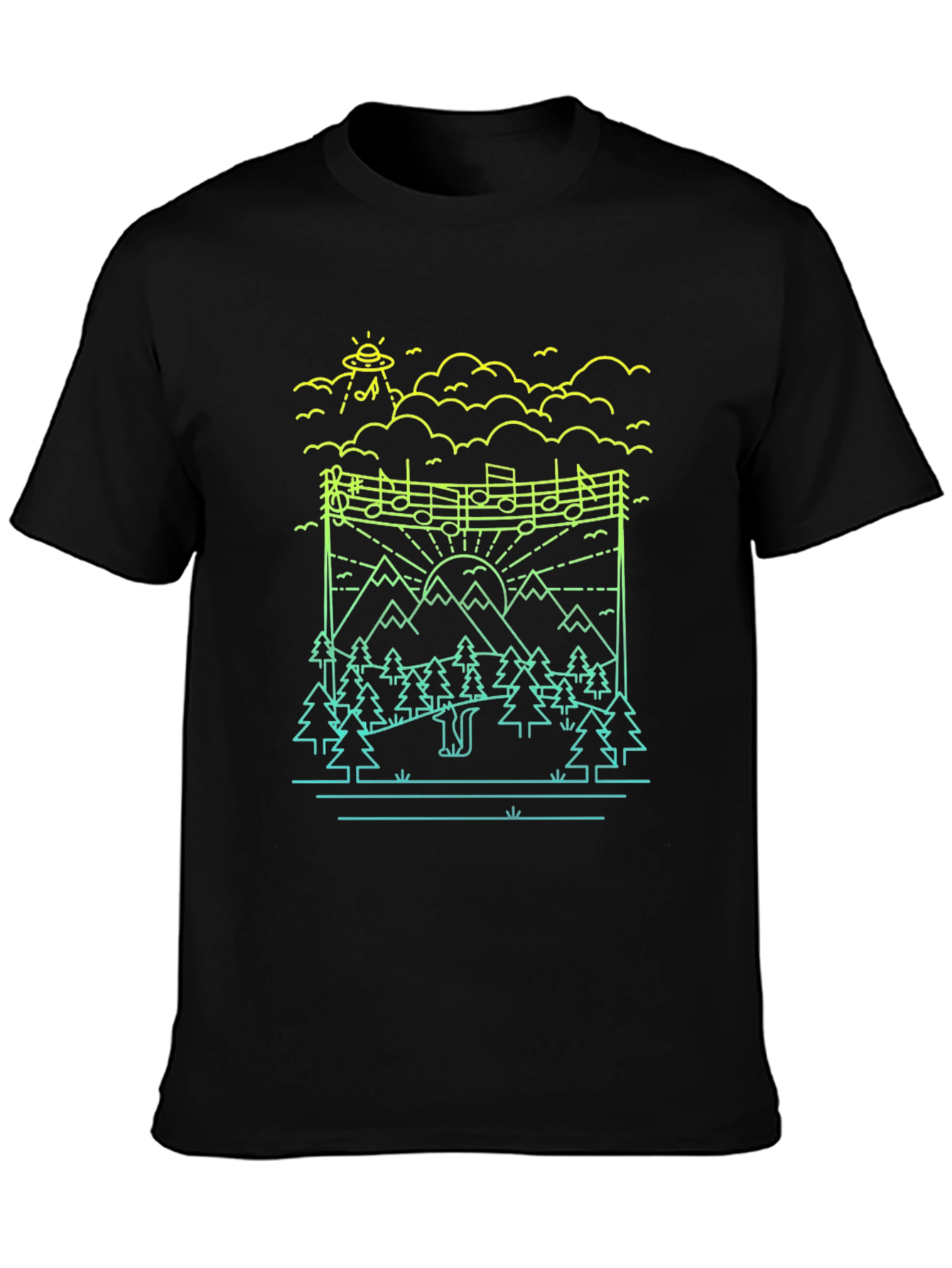 Nature Alien Abduction Music T-Shirt