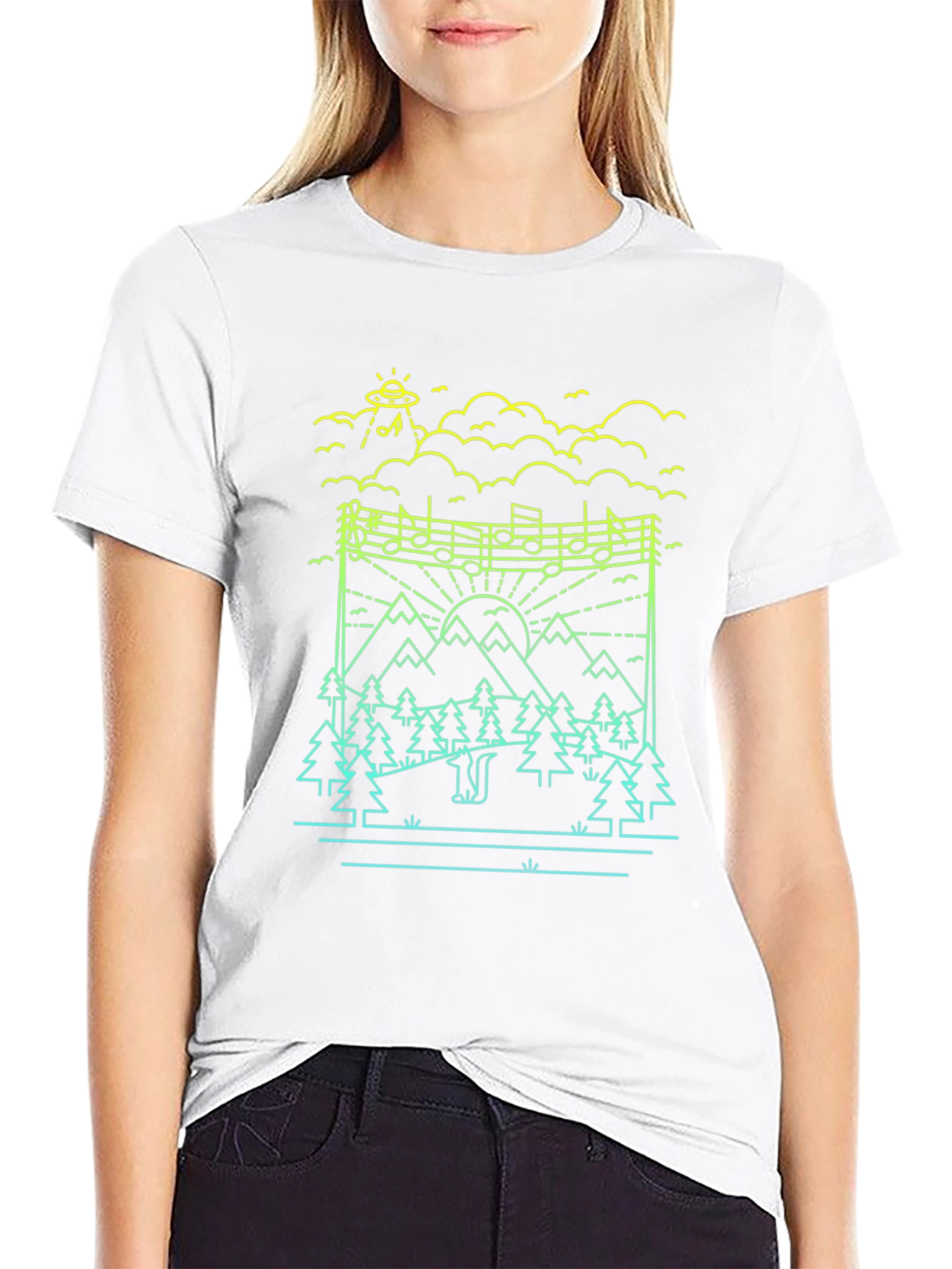 Nature Alien Abduction Music T-Shirt