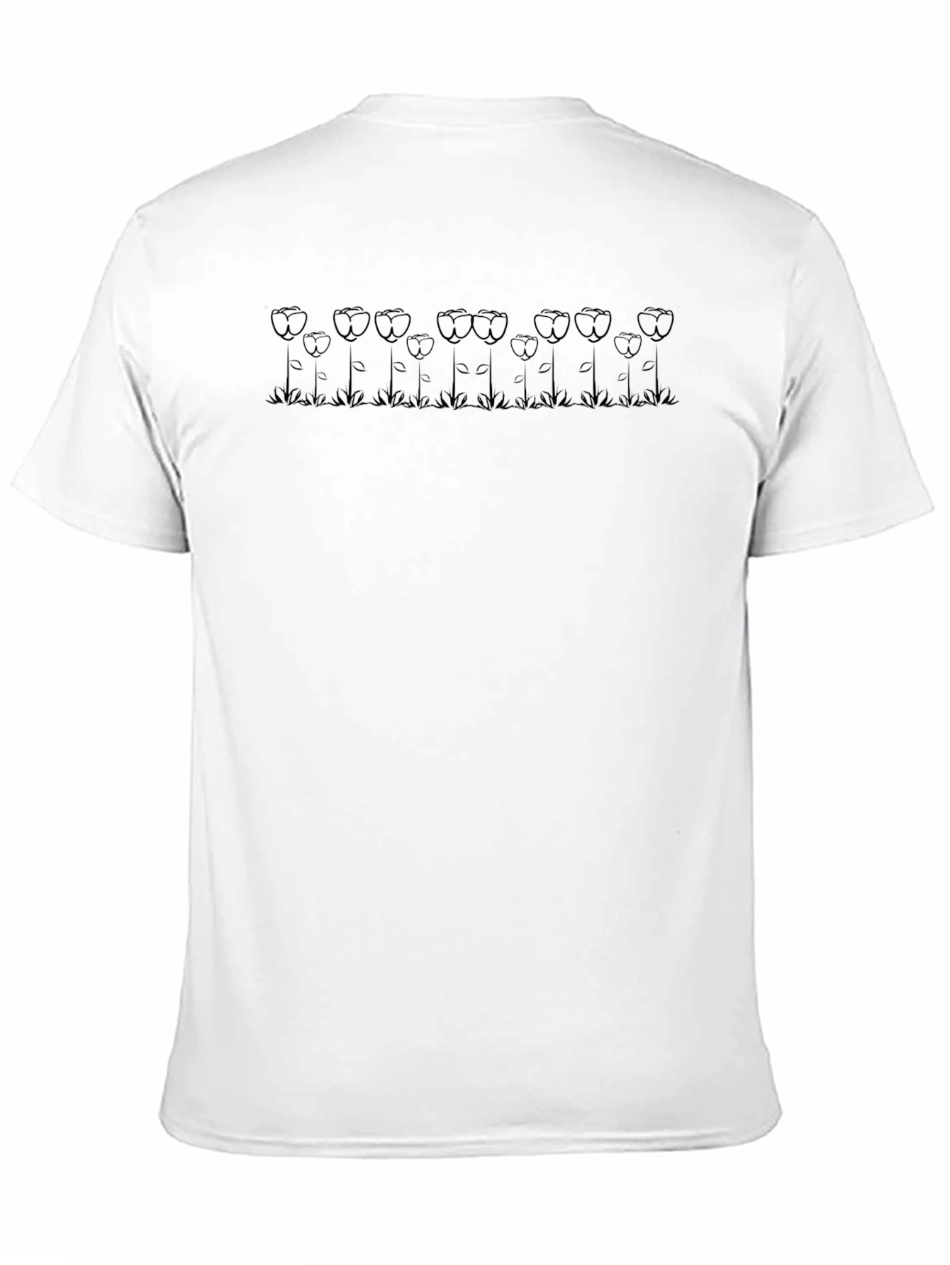 Floral Outline Tee - Casual Black T-Shirt