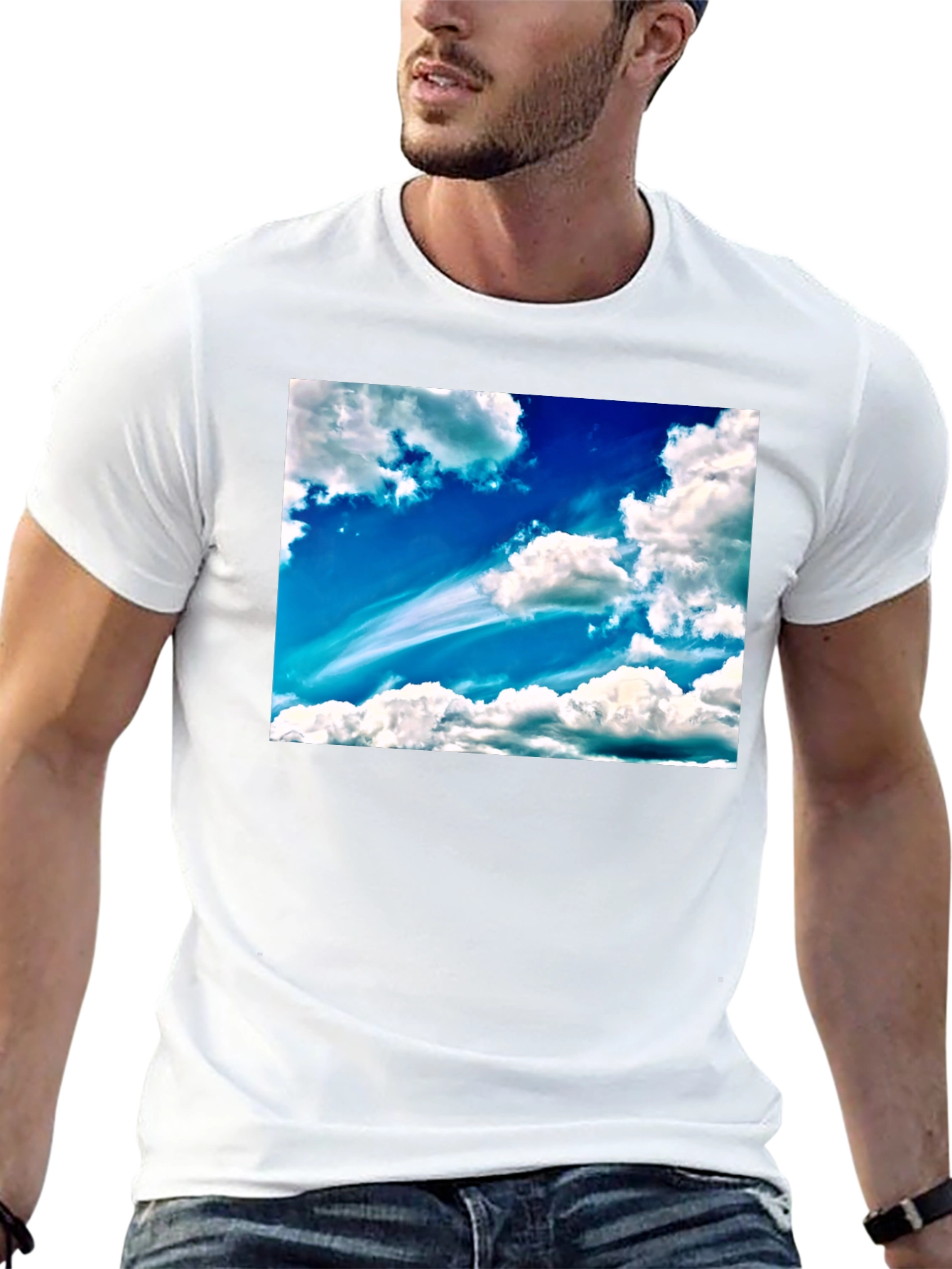 Sky Cloudscape Graphic Tee - Cotton Blend T-Shirt