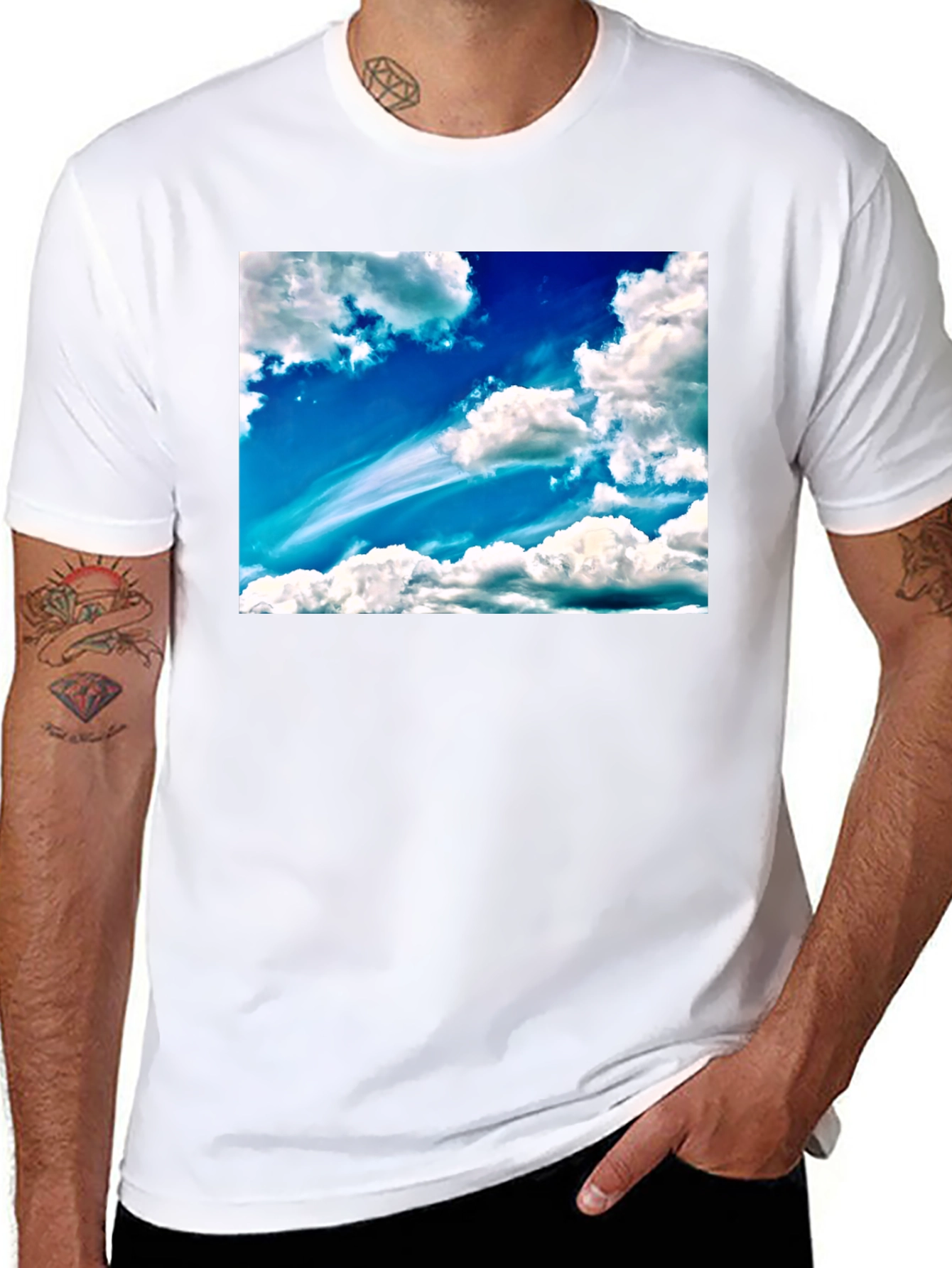 Sky Cloudscape Graphic Tee - Cotton Blend T-Shirt